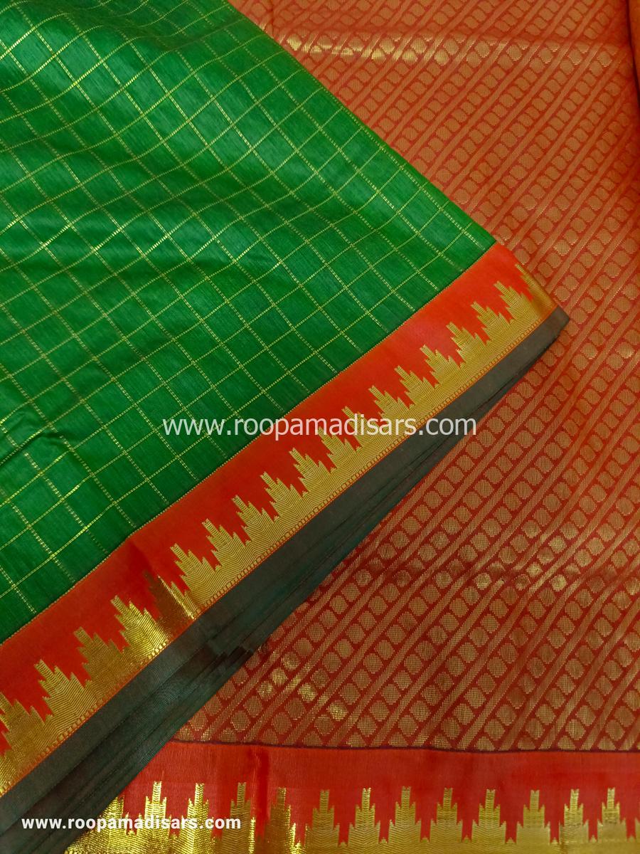 KANCHI SEMI SILK -10 YARDS KANCHI SILK KORVAI MADISAR SAREE WITHOUT BLOUSE PIECE - Image 2