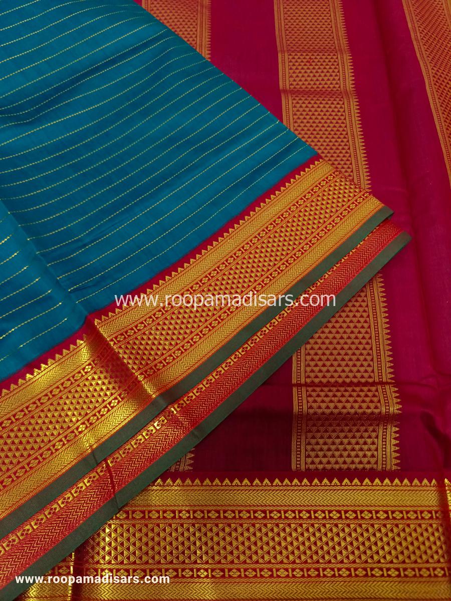 KANCHI SEMI SILK -10 YARDS KANCHI SILK KORVAI MADISAR SAREE WITHOUT BLOUSE PIECE - Image 2