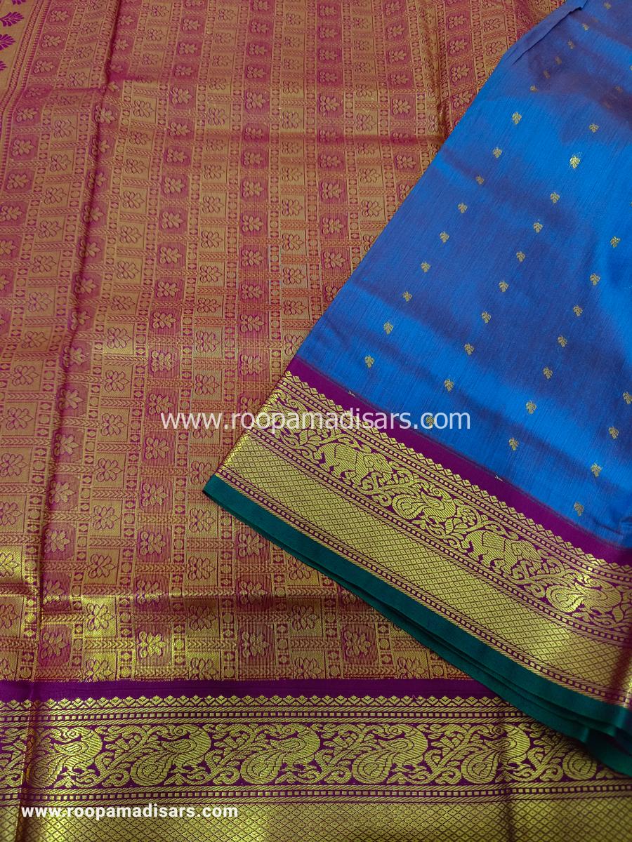 KANCHI SEMI SILK -10 YARDS KANCHI SILK KORVAI MADISAR SAREE WITHOUT BLOUSE PIECE - Image 2