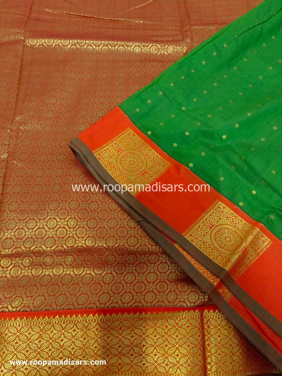 KANCHI SEMI SILK -10 YARDS KANCHI SILK KORVAI MADISAR SAREE WITHOUT BLOUSE PIECE - Image 2