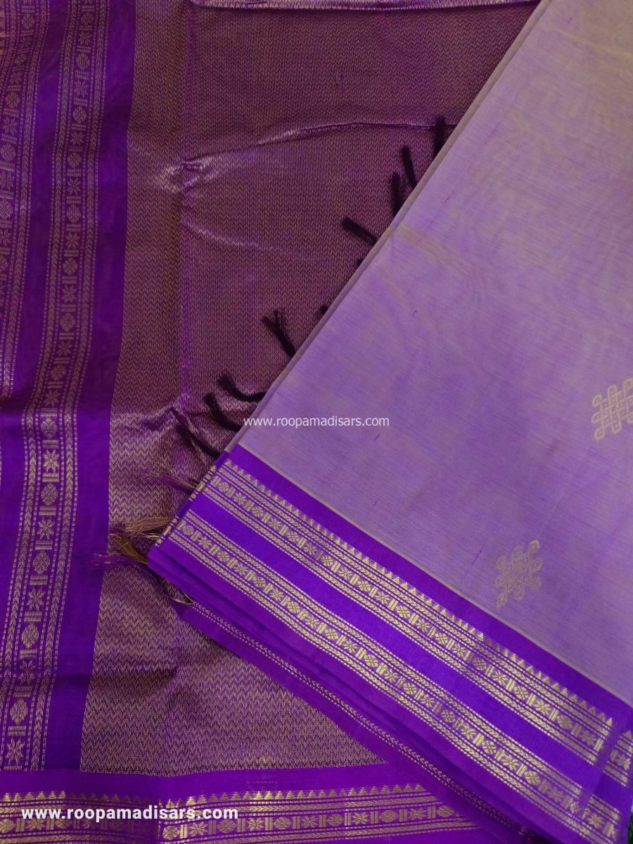 Pure Silk Cotton Kolam Madisar -10YARDS PURE SILK COTTON MADISAR KORVAI BORDER WITHOUT BLOUSE PIECE