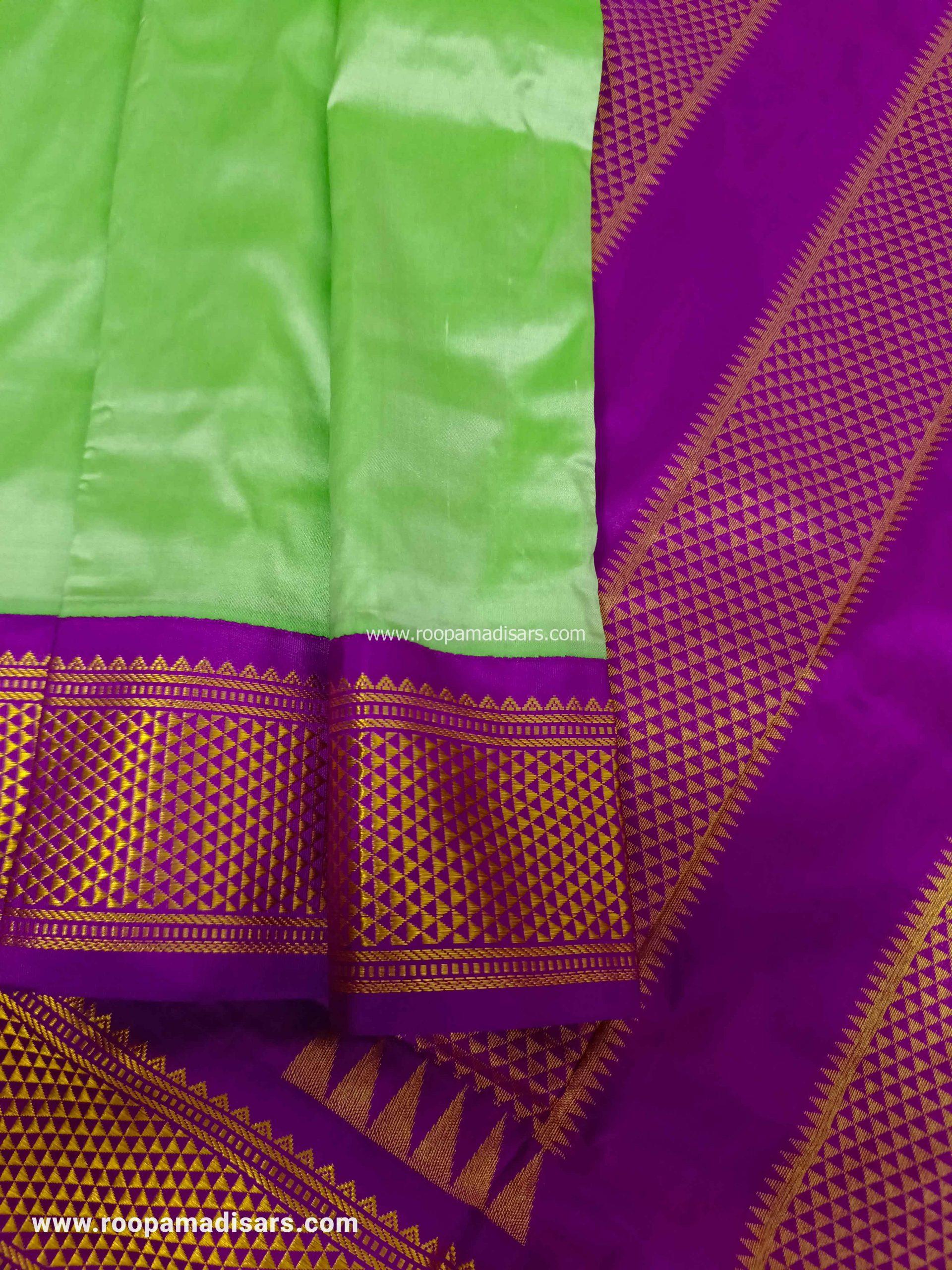 Pure Silk Madisar -10YARDS PURE SILK MADISAR KORVAI BORDER WITHOUT BLOUSE PIECE - Image 5