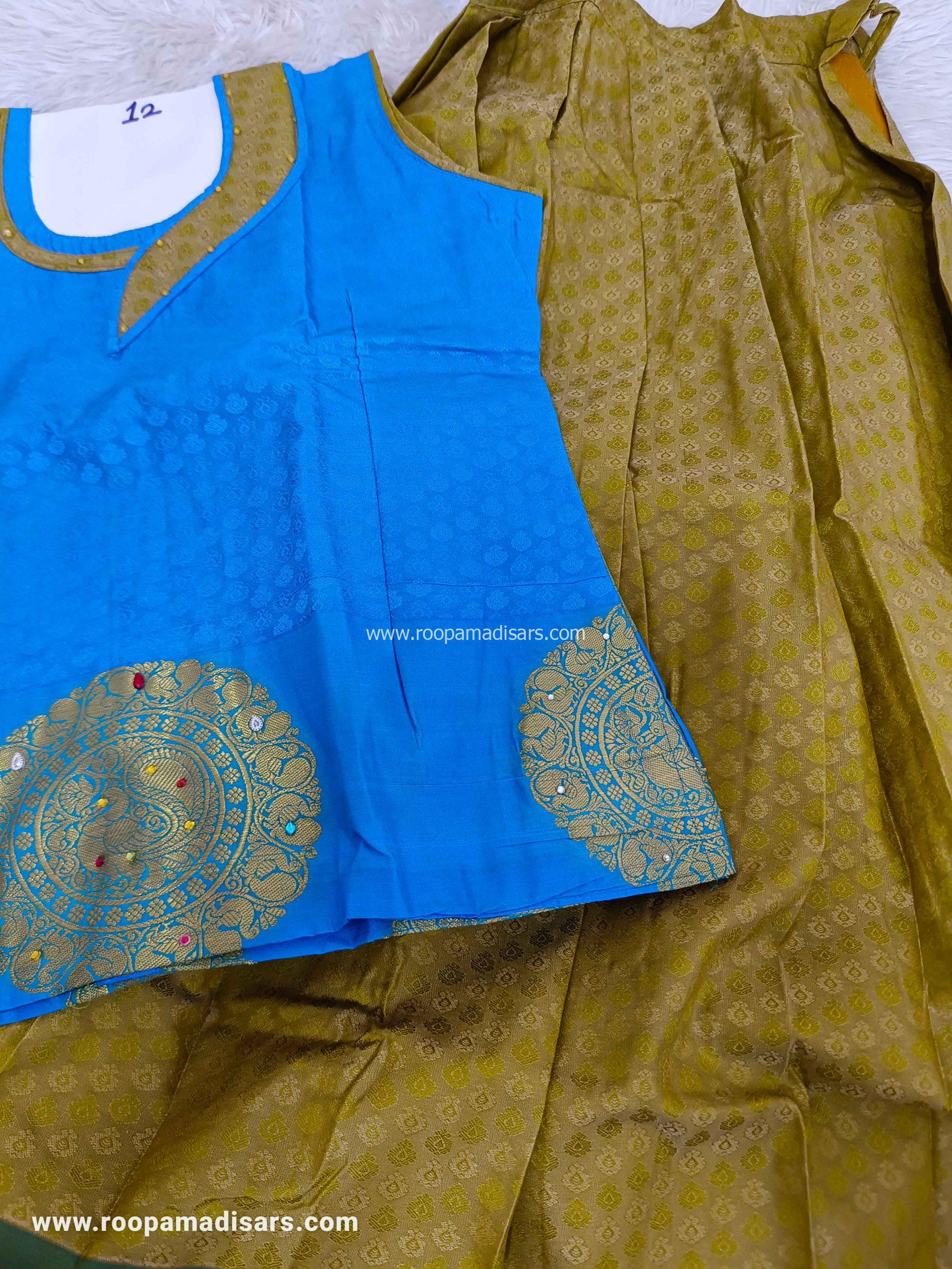 Readymade Pattu Pavadai Baby Girls Pavada Sattai with lining -age 10-13 - Image 2