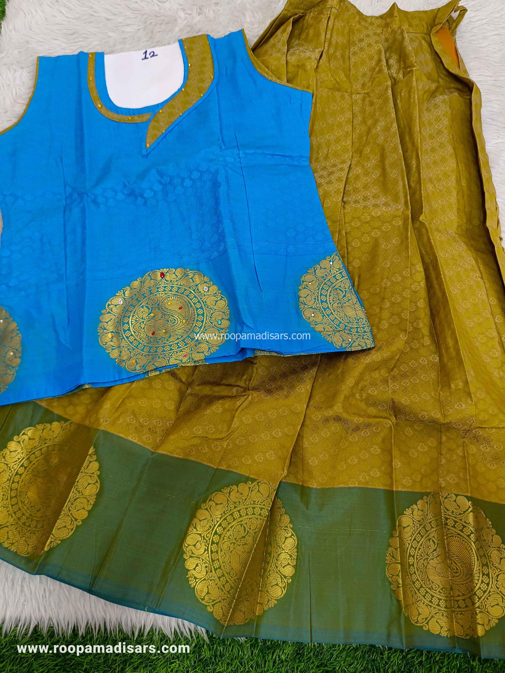 Readymade Pattu Pavadai Baby Girls Pavada Sattai with lining -age 10-13