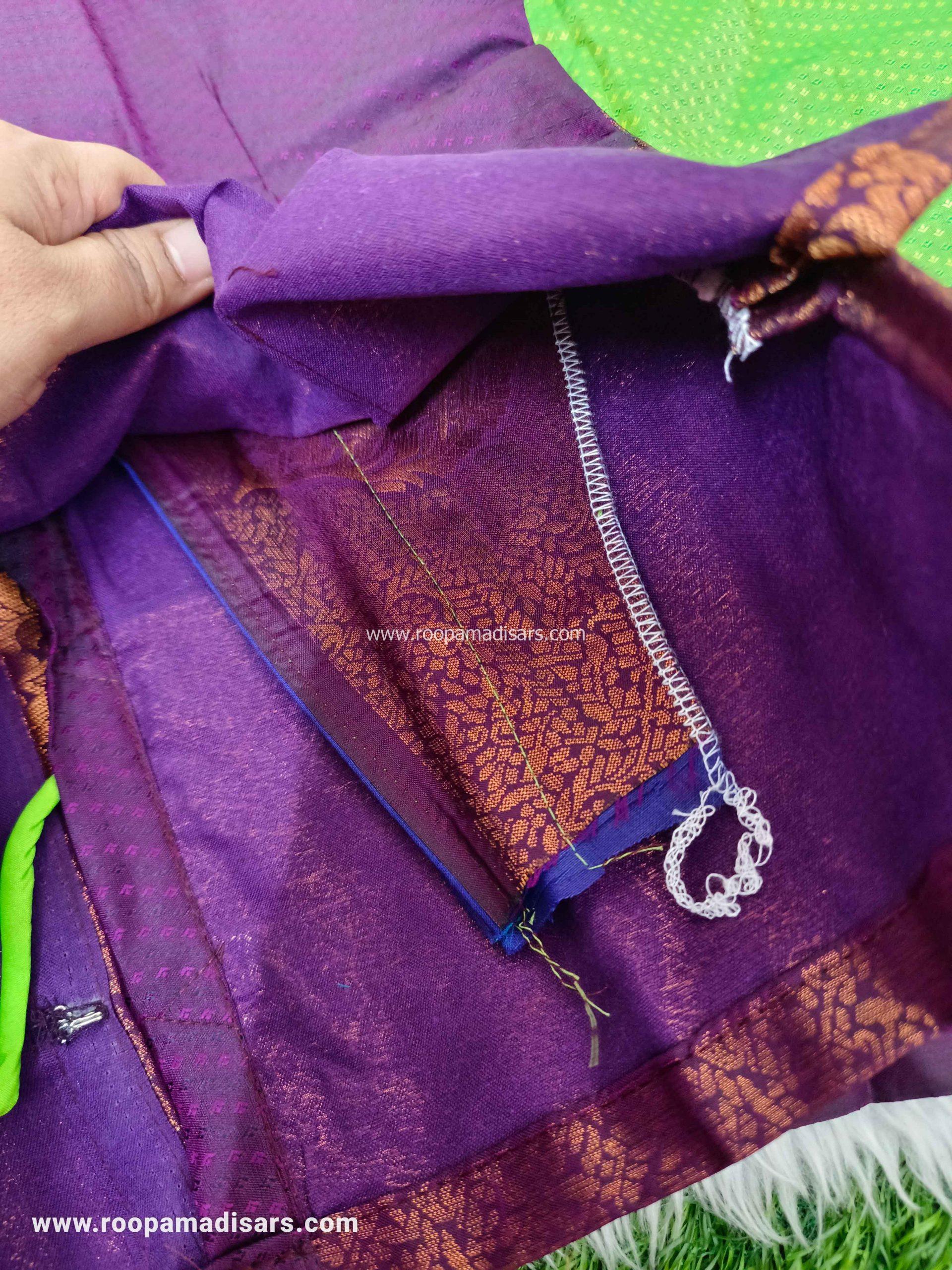 Readymade Pattu Pavadai Baby Girls Pavada Sattai with lining -age 10-13 - Image 3