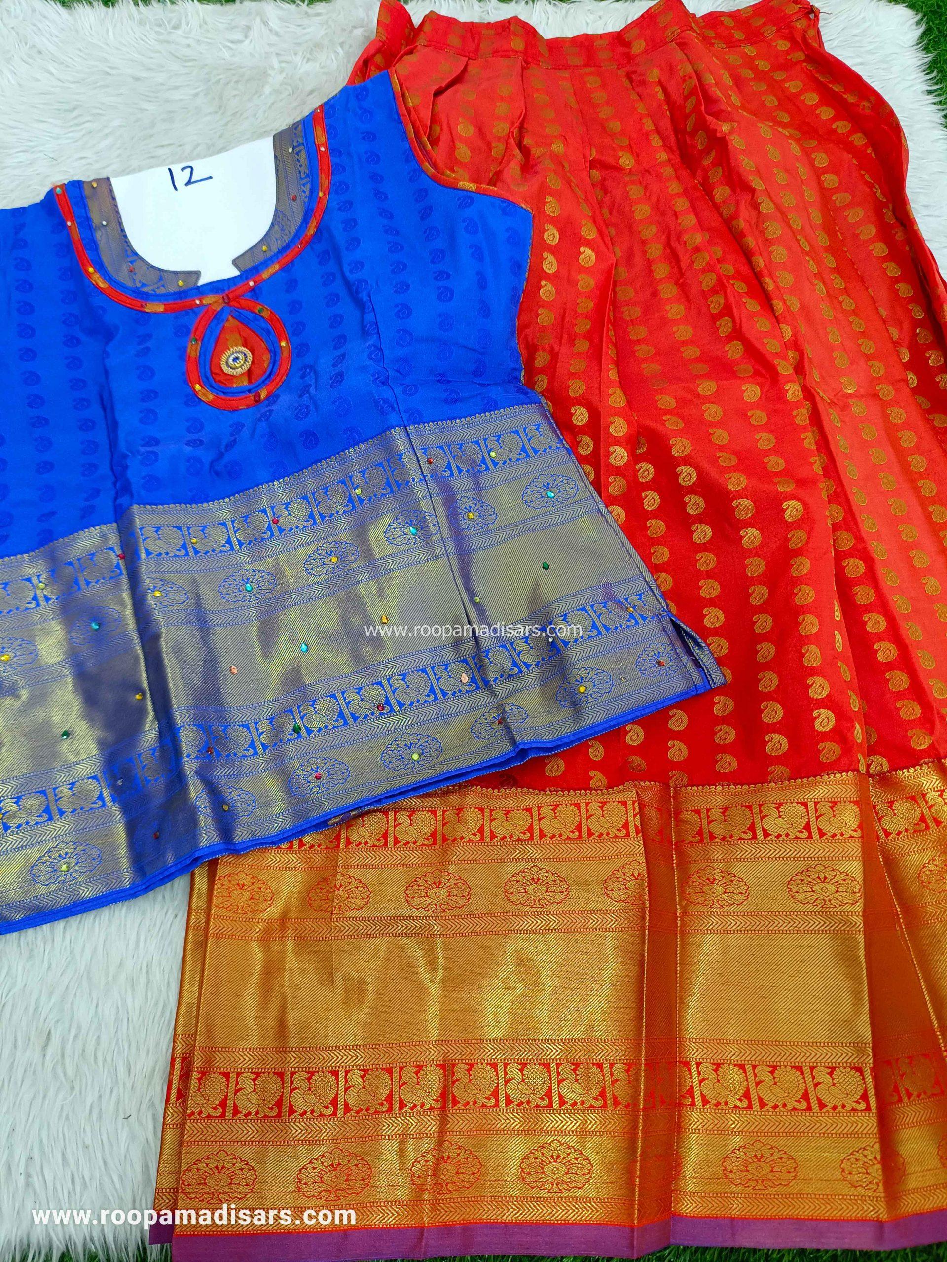 Readymade Pattu Pavadai Baby Girls Pavada Sattai with lining -age 10-13 - Image 2