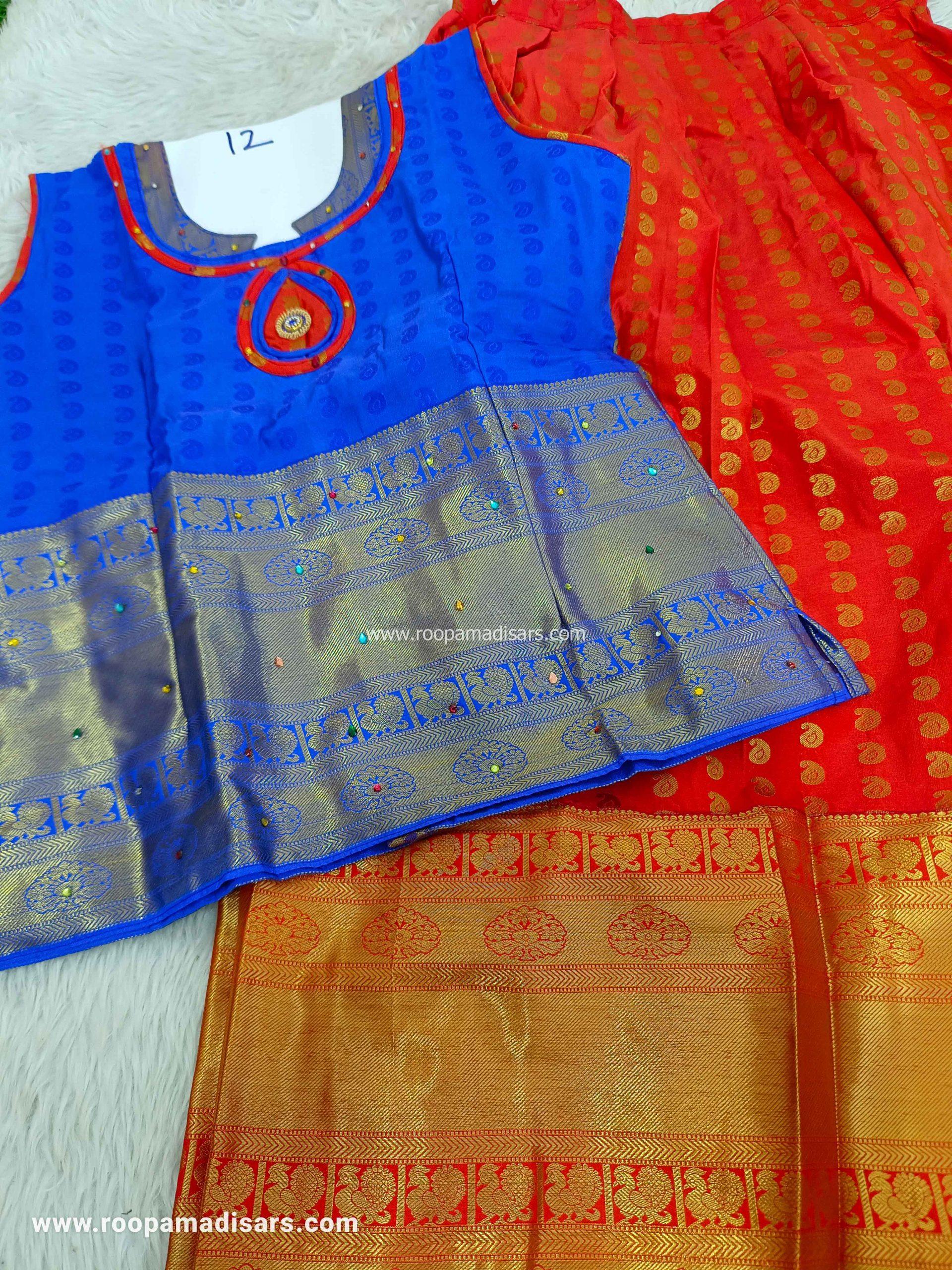 Readymade Pattu Pavadai Baby Girls Pavada Sattai with lining -age 10-13