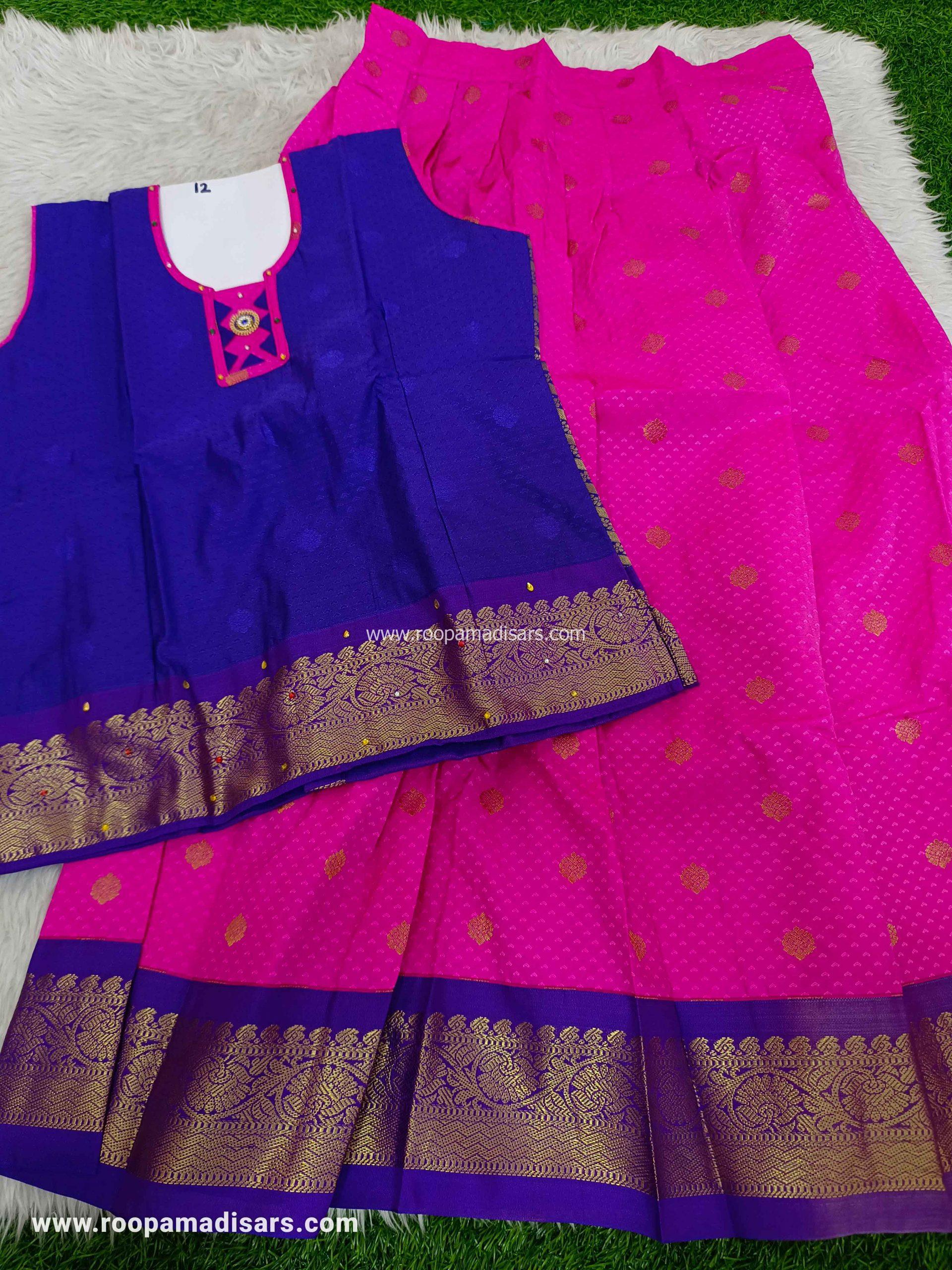 Readymade Pattu Pavadai Baby Girls Pavada Sattai with lining -age 10-13 - Image 2