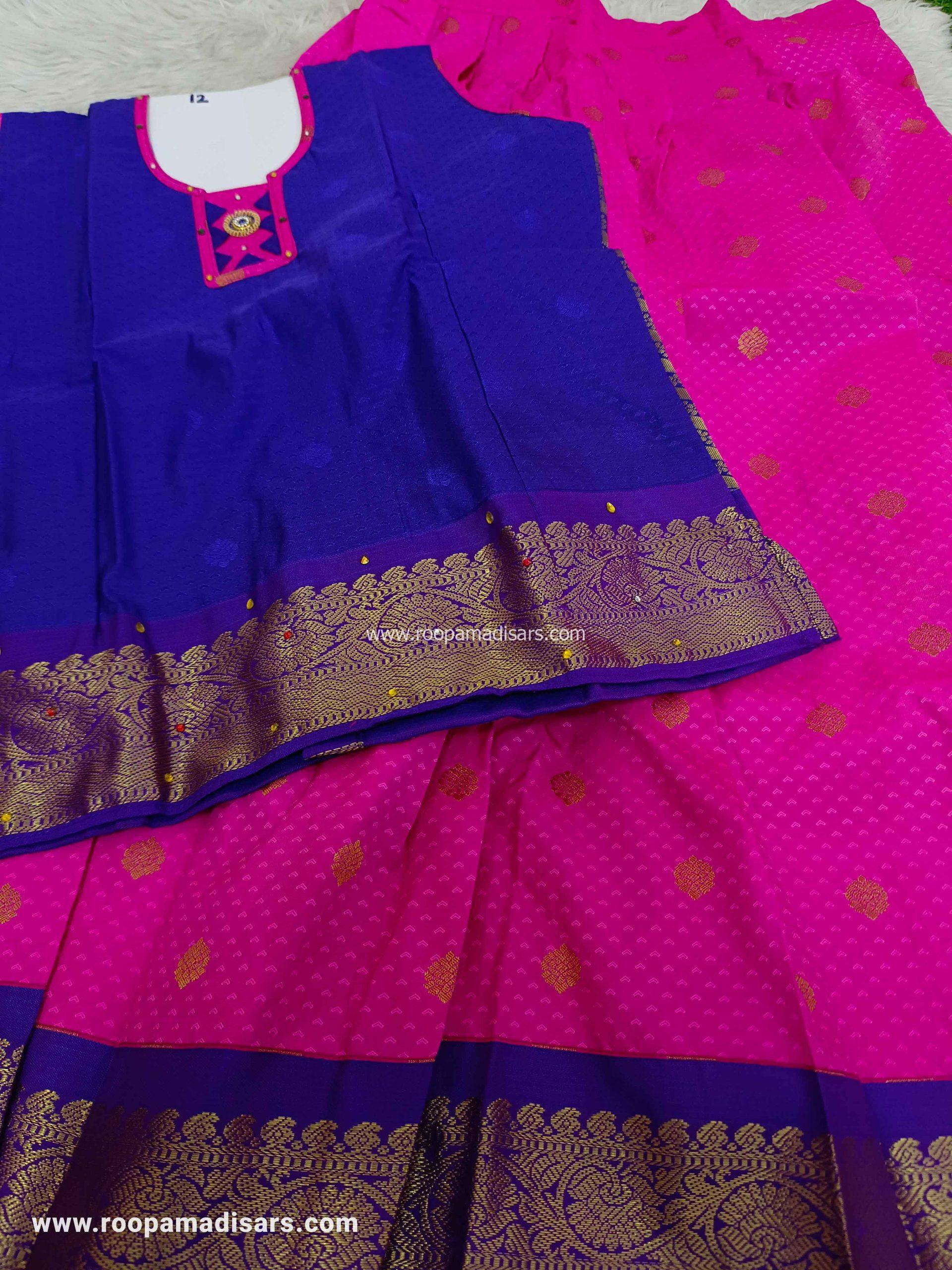 Readymade Pattu Pavadai Baby Girls Pavada Sattai with lining -age 10-13