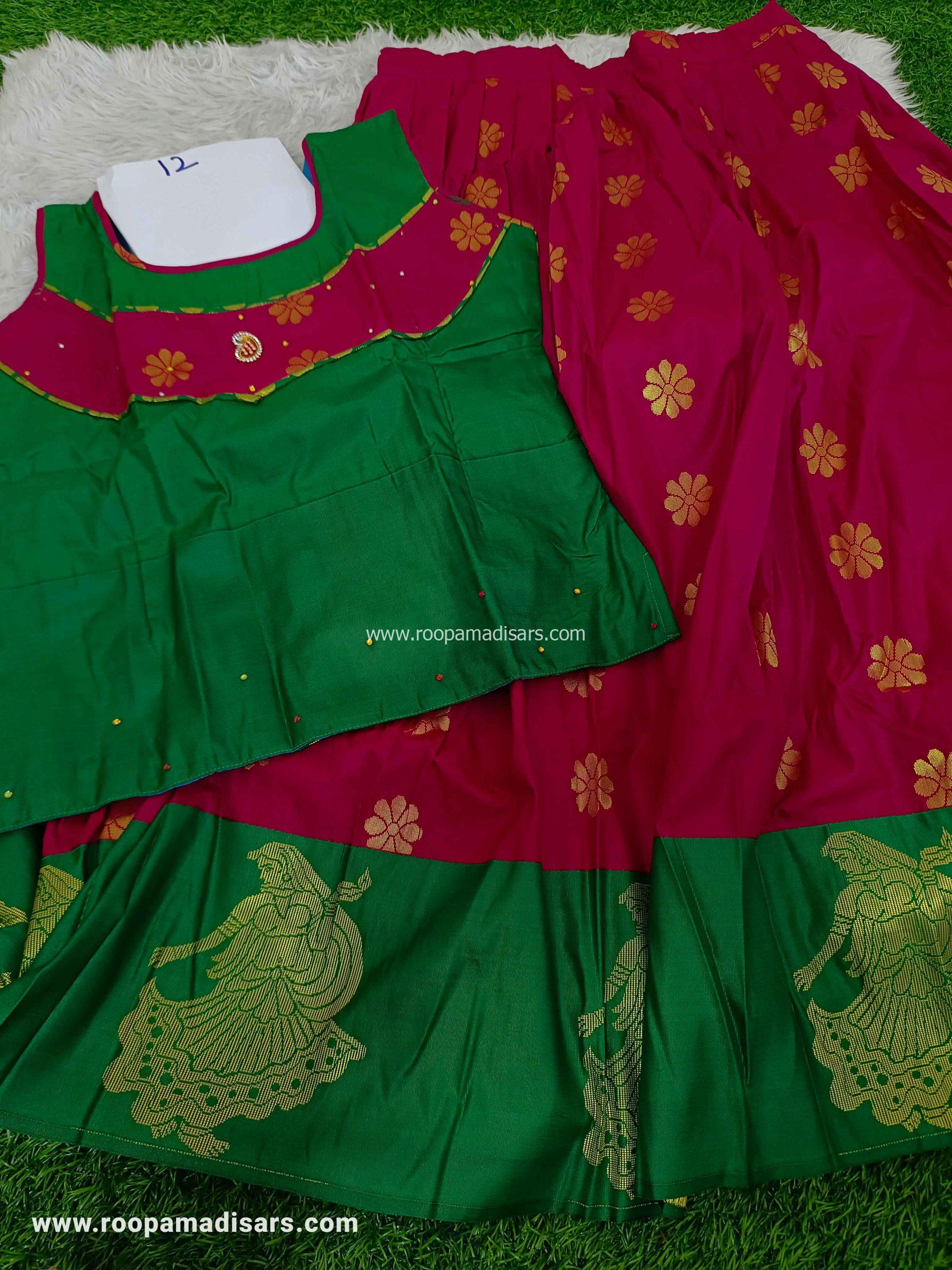 Readymade Pattu Pavadai Baby Girls Pavada Sattai with lining -age 10-13 - Image 2