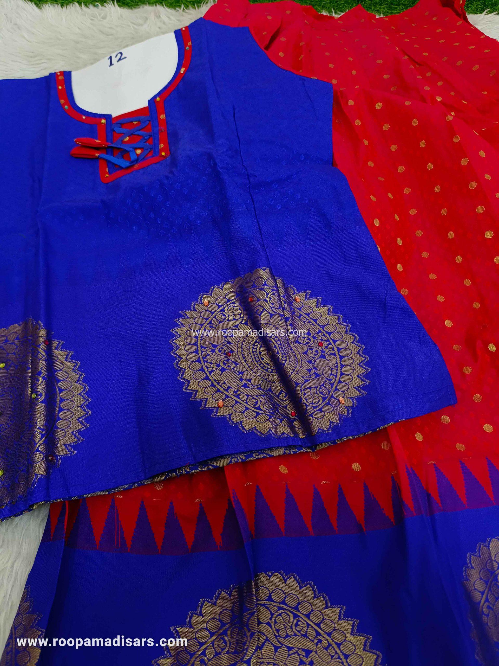 Readymade Pattu Pavadai Baby Girls Pavada Sattai with lining -age 10-13