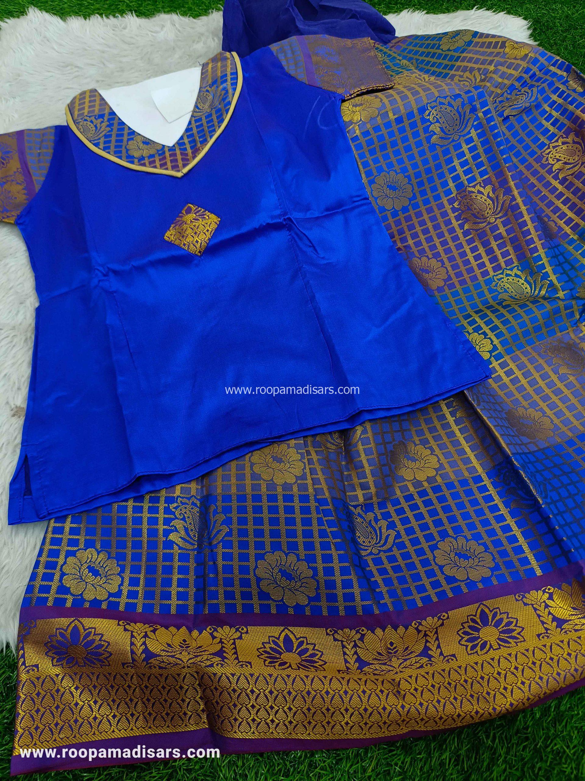 Readymade Pattu Pavadai Baby Girls Pavada Sattai with lining -age 8-11 - Image 2