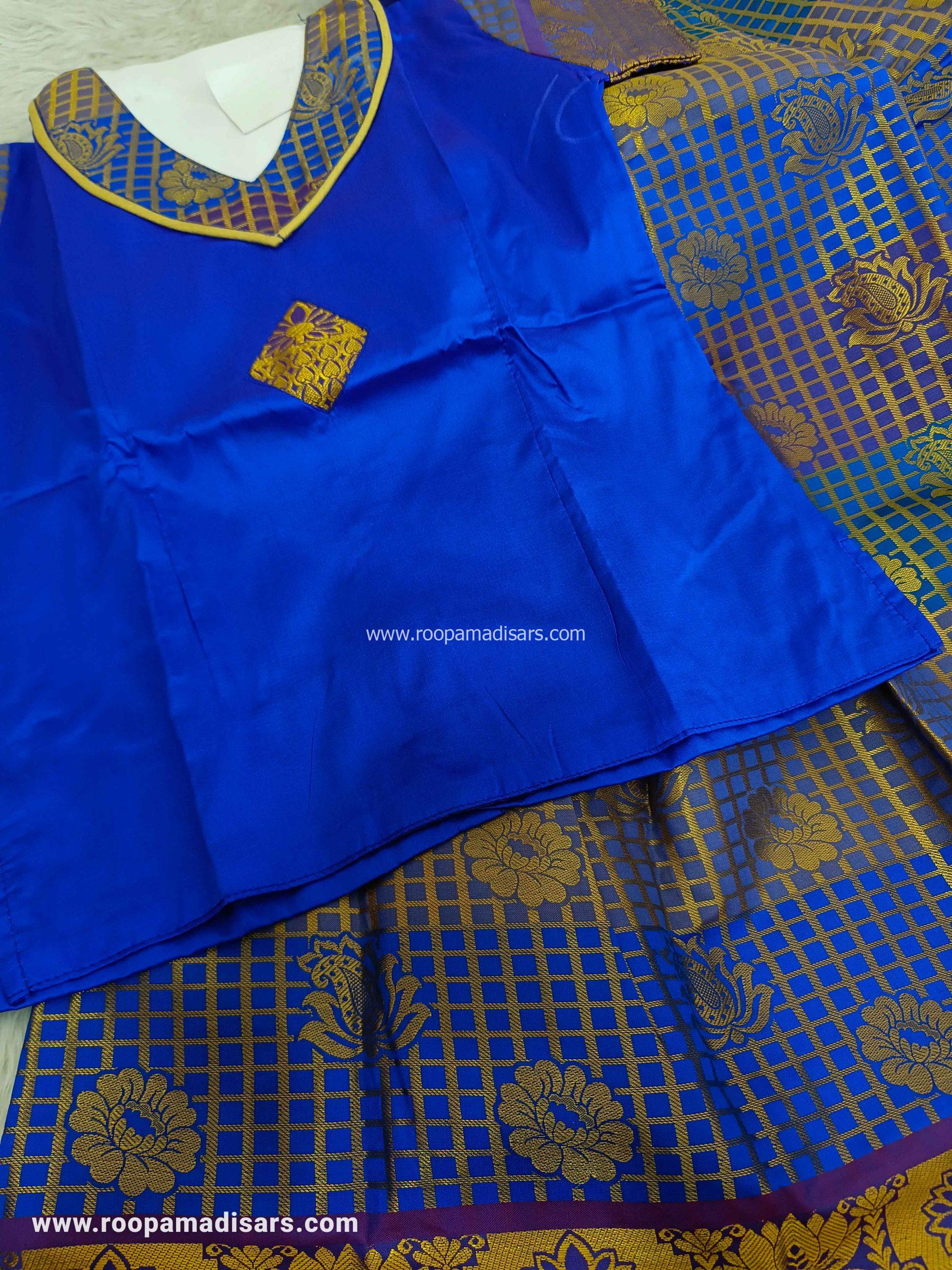 Readymade Pattu Pavadai Baby Girls Pavada Sattai with lining -age 8-11