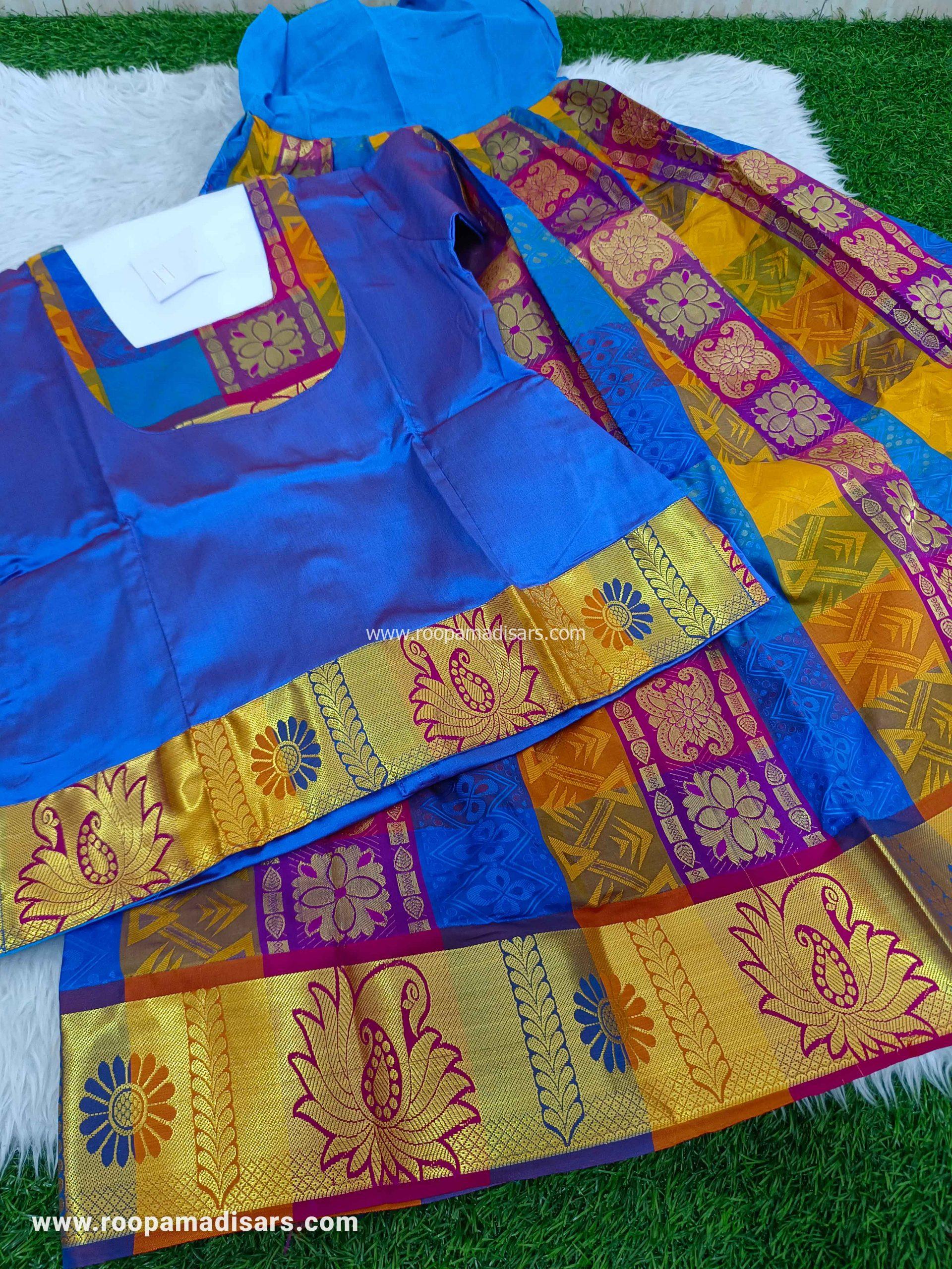 Readymade Pattu Pavadai Baby Girls Pavada Sattai with lining -age 8-11 - Image 2