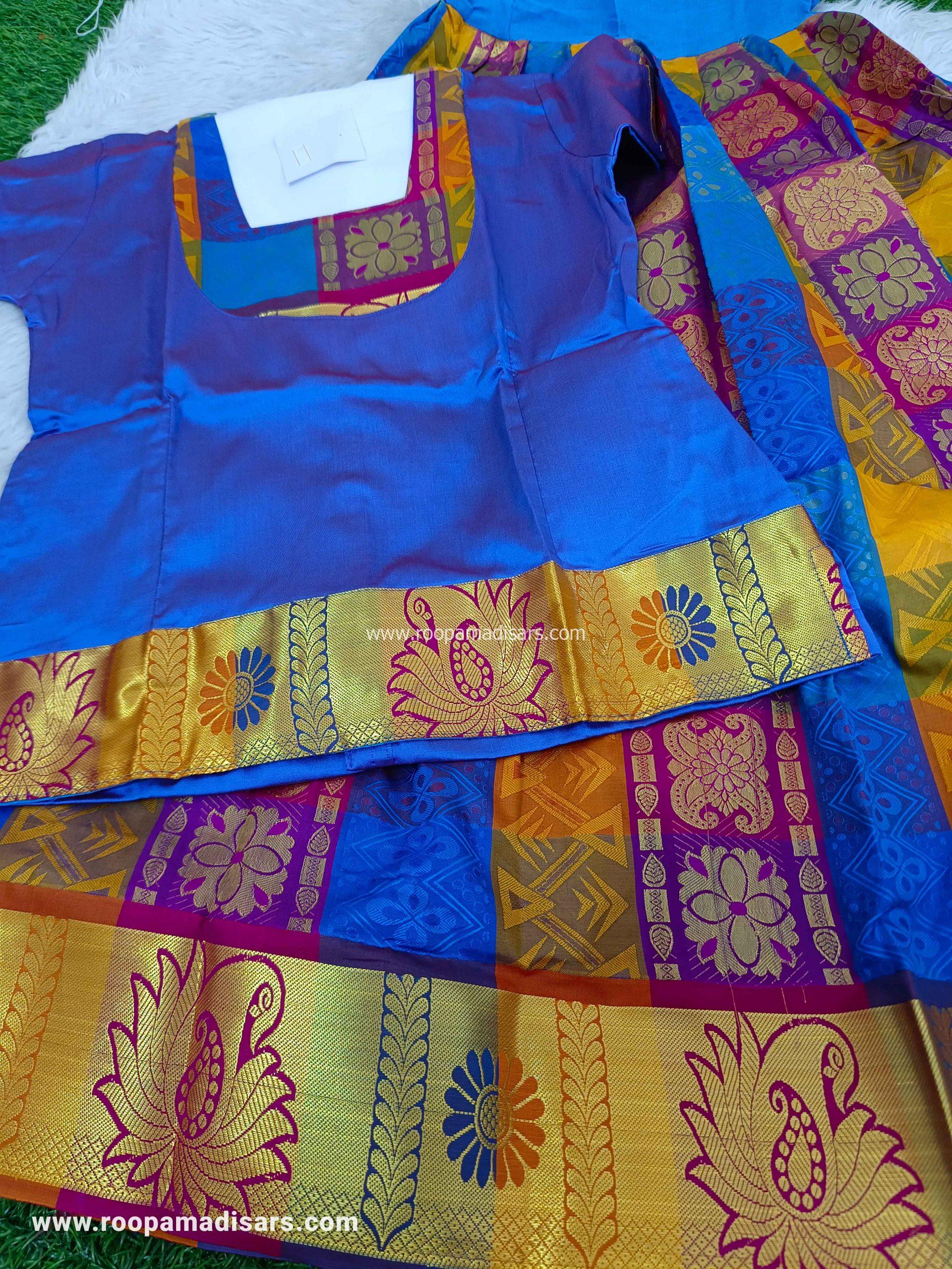 Readymade Pattu Pavadai Baby Girls Pavada Sattai with lining -age 8-11