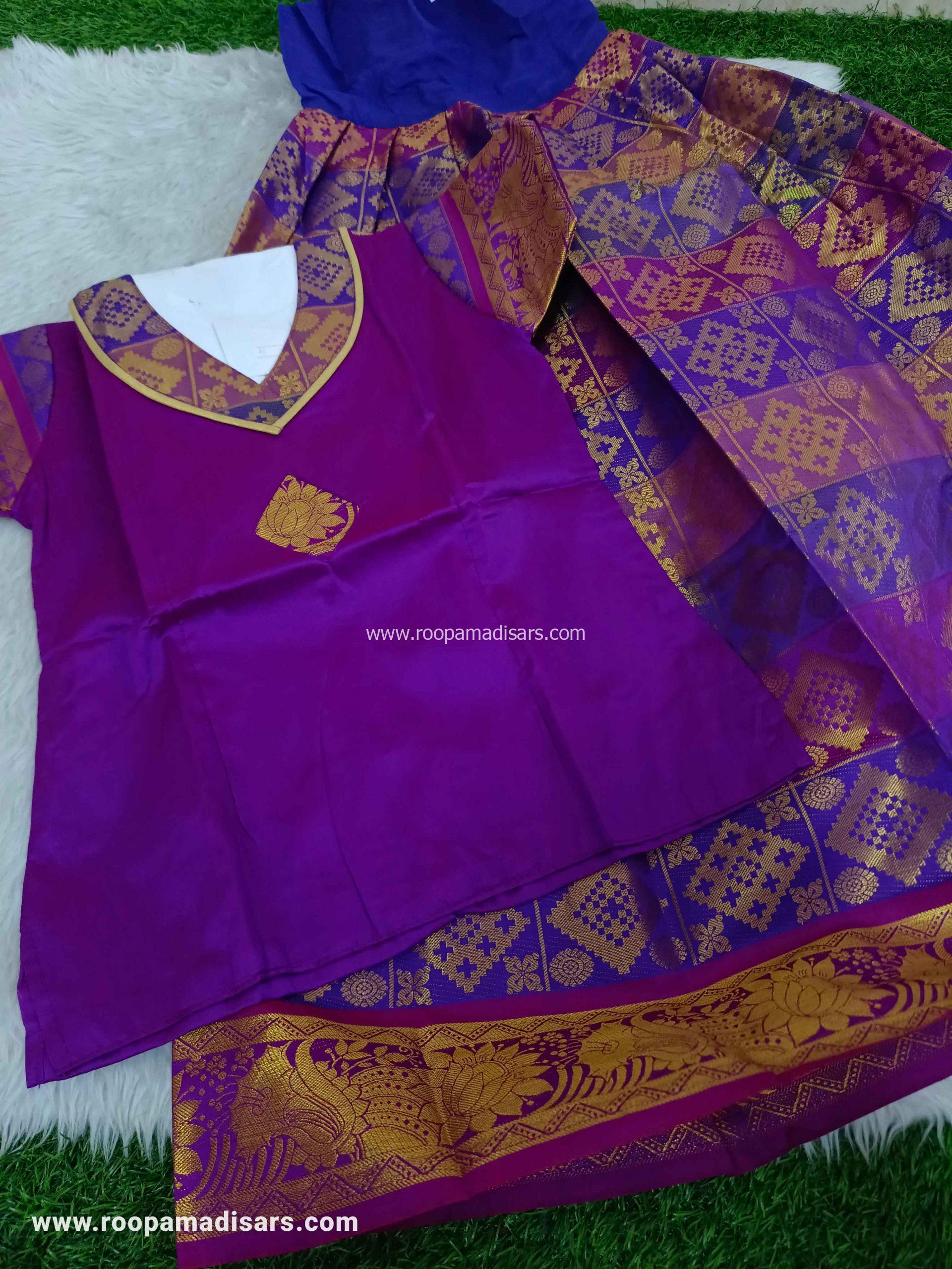 Readymade Pattu Pavadai Baby Girls Pavada Sattai with lining -age 8-11 - Image 2