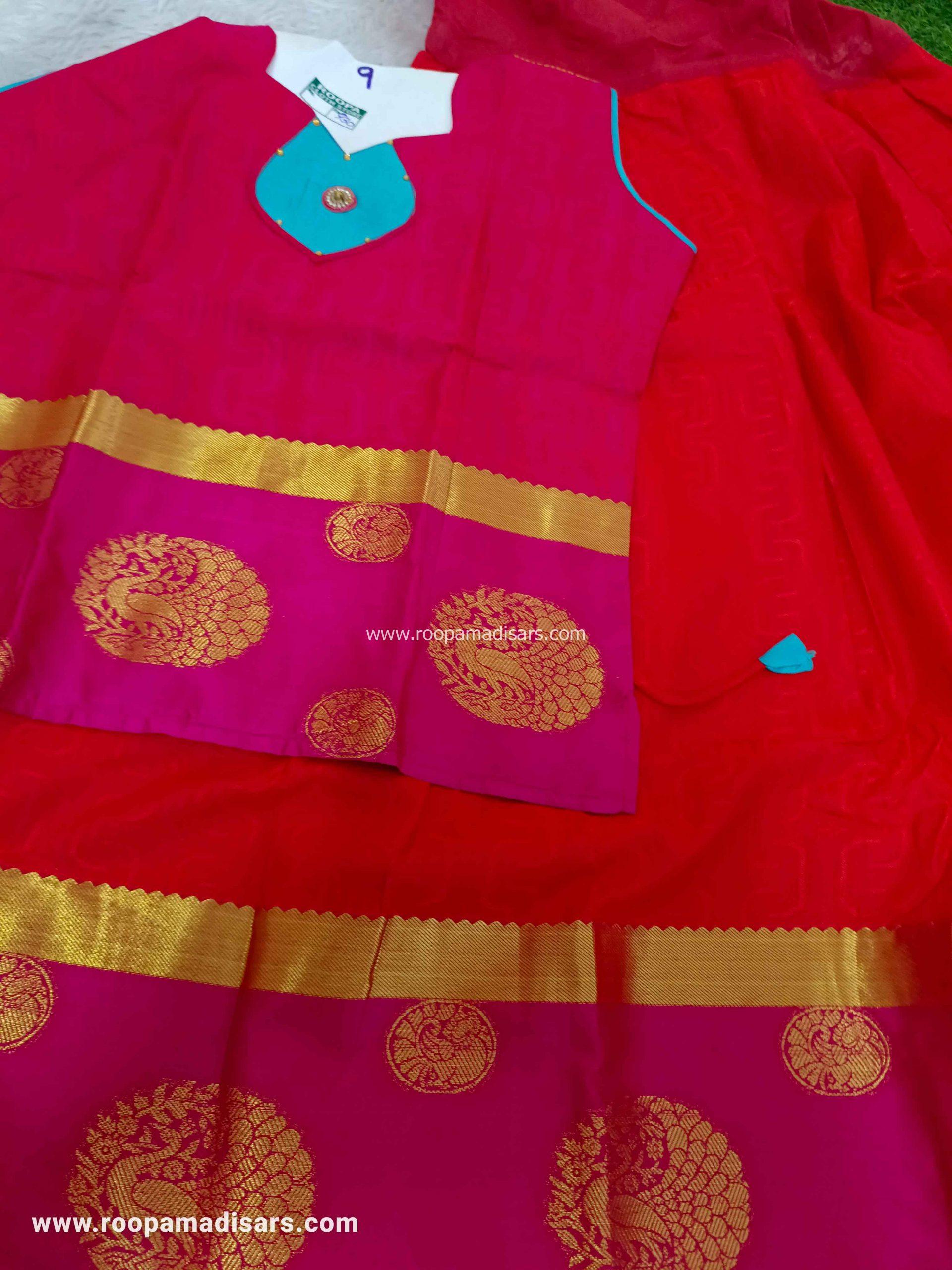 Readymade Pattu Pavadai Baby Girls Pavada Sattai with lining -age 8-11 - Image 2