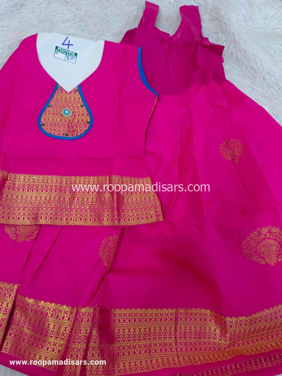 Readymade Pattu Pavadai Baby Girls Pavada Sattai with lining -age 4-6 - Image 2