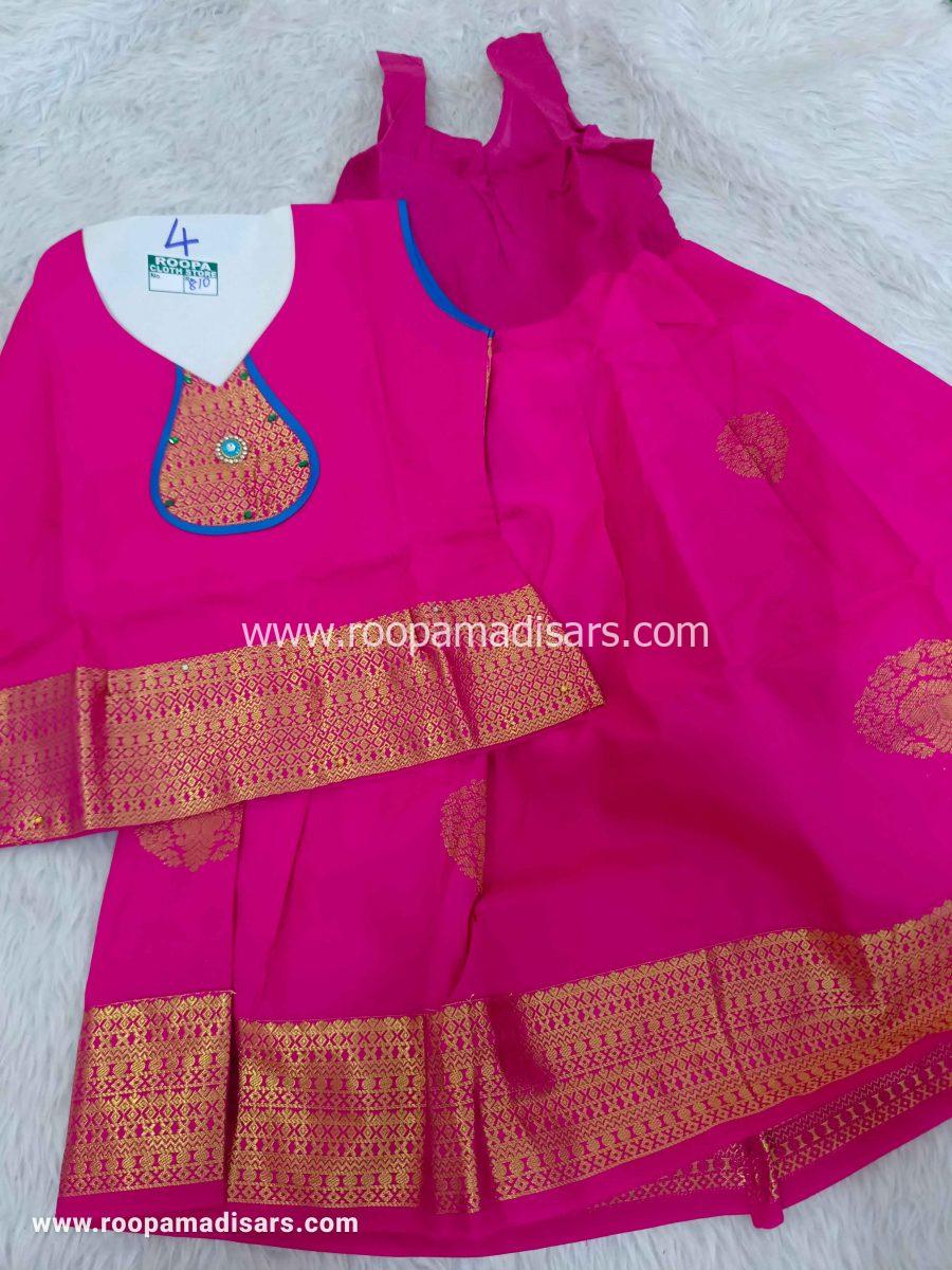 Readymade Pattu Pavadai Baby Girls Pavada Sattai with lining -age 4-6