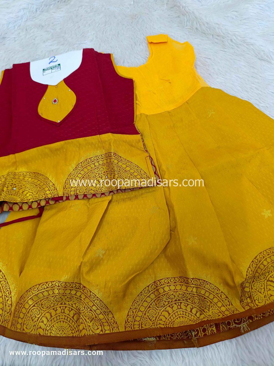 Readymade Pattu Pavadai Baby Girls Pavada Sattai with lining -age 1-3