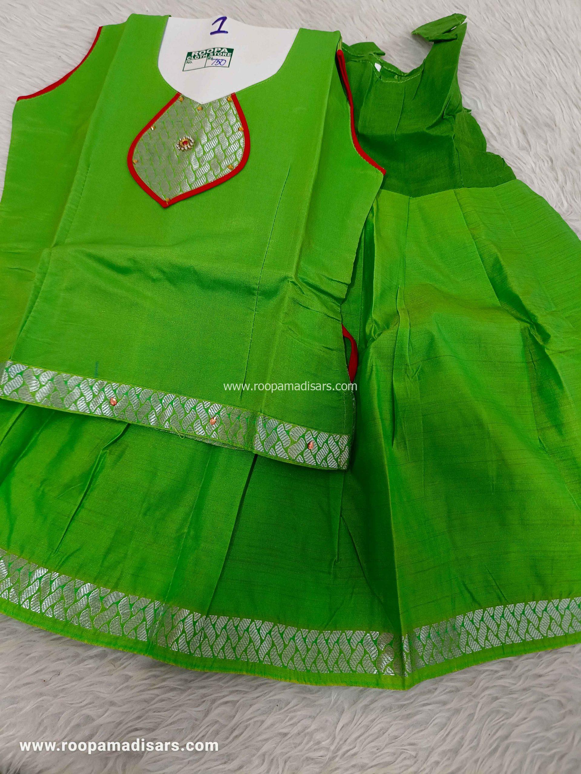 Readymade Pattu Pavadai Baby Girls Pavada Sattai with lining -age 1-2 - Image 2