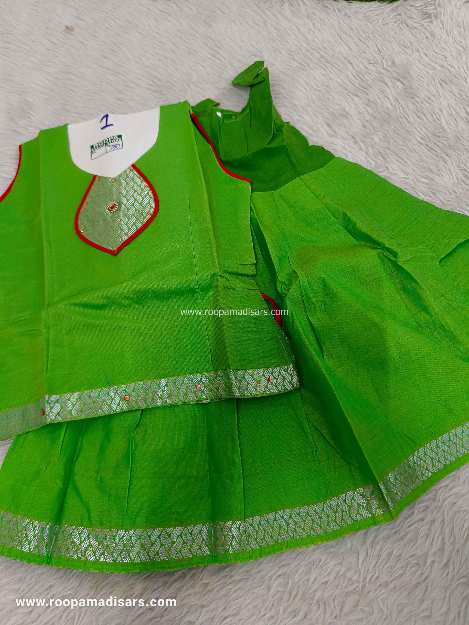 Readymade Pattu Pavadai Baby Girls Pavada Sattai with lining -age 1-2