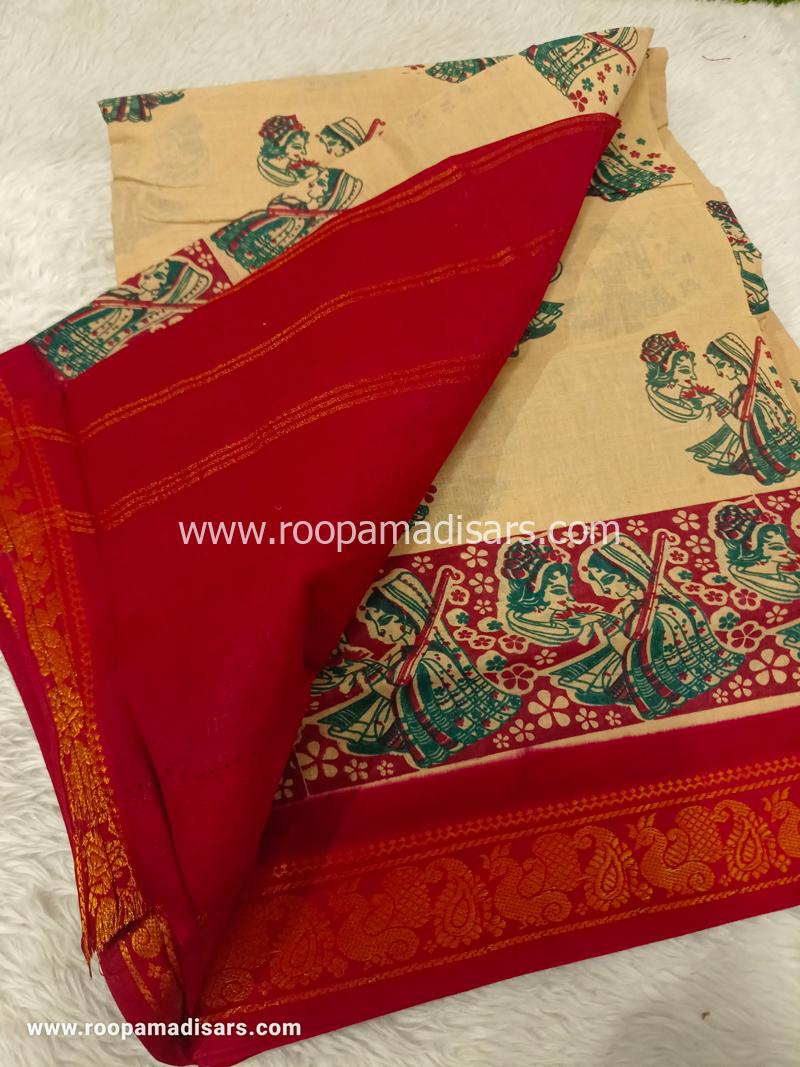 SUNGUDI SAREES -10.5YARDS MADISAR SAREE WITHOUT BLOUSE PIECE - Image 2