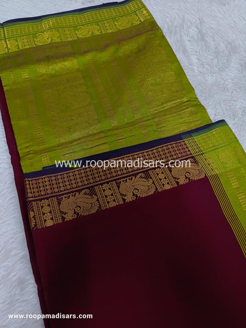 Semi Silk Cotton Madisar -10.5 YARDS SEMI SILK COTTON MADISAR KORVAI BORDER WITHOUT BLOUSE PIECE - Image 2
