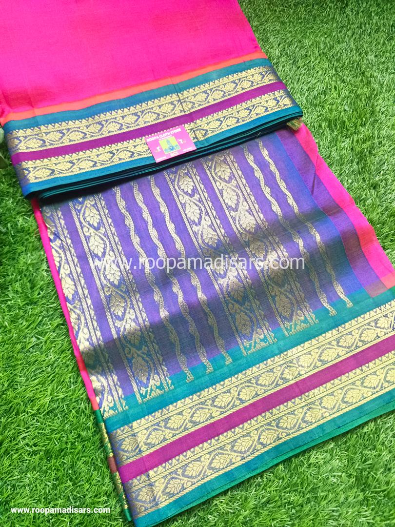 Pure Silk Cotton Madisar -10YARDS PURE SILK COTTON MADISAR KORVAI BORDER WITHOUT BLOUSE PIECE - Image 2