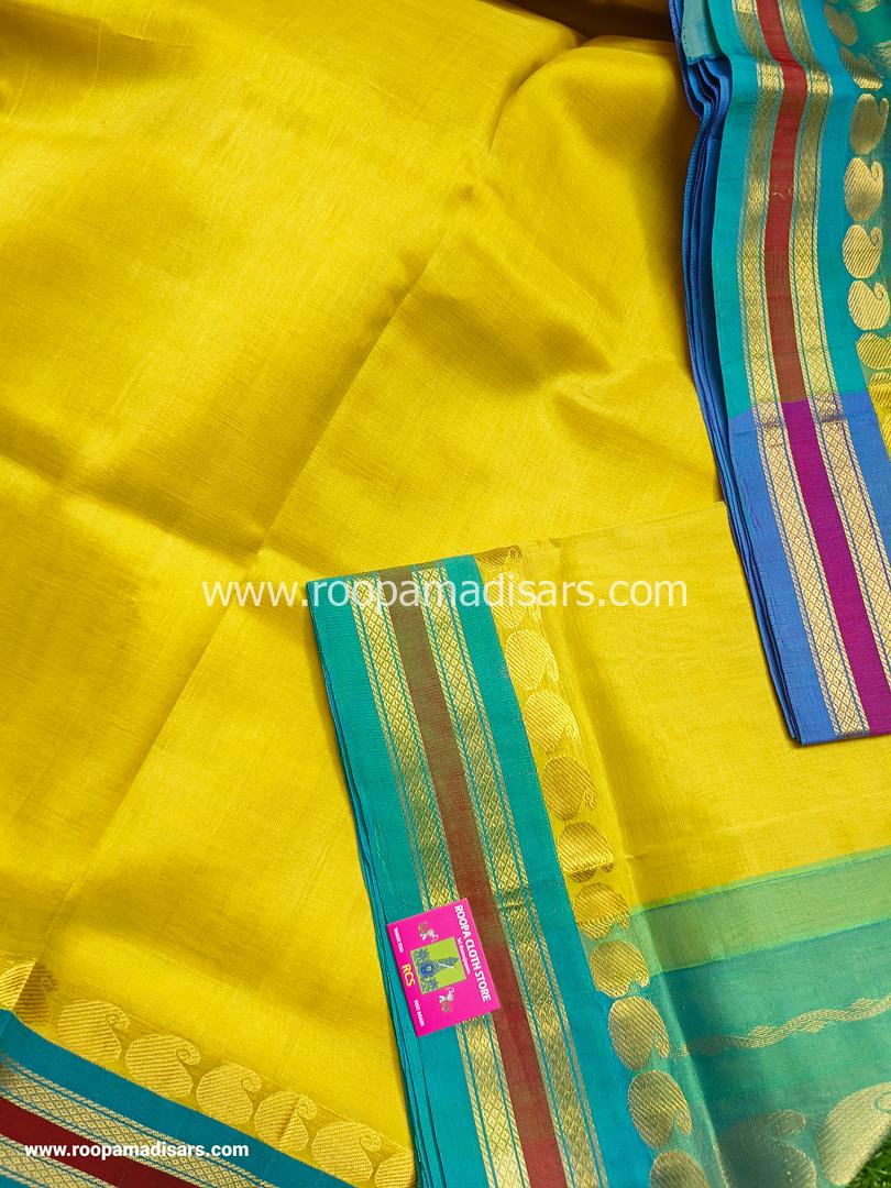 Pure Silk Cotton Madisar -10YARDS PURE SILK COTTON MADISAR KORVAI BORDER WITHOUT BLOUSE PIECE - Image 3