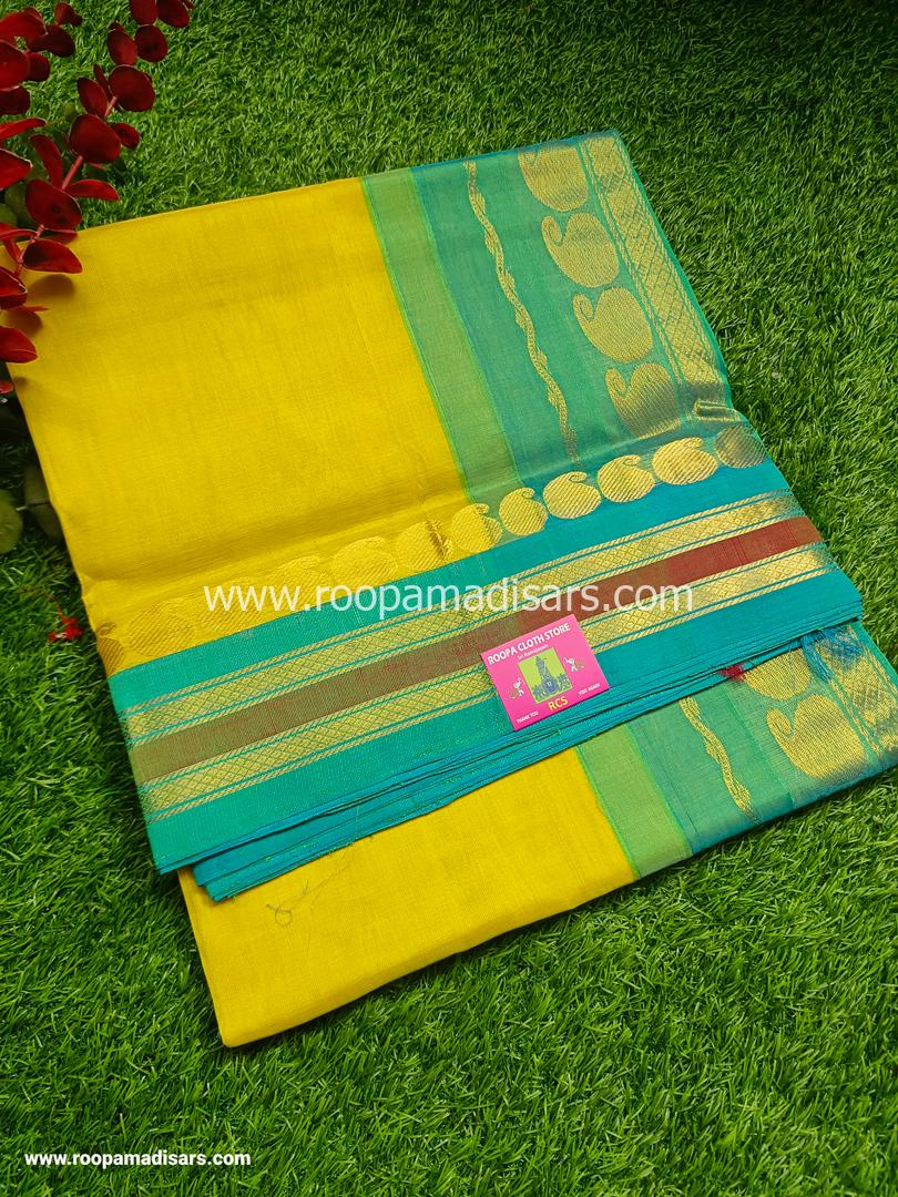 Pure Silk Cotton Madisar -10YARDS PURE SILK COTTON MADISAR KORVAI BORDER WITHOUT BLOUSE PIECE