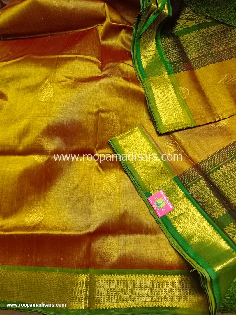 Pure Silk Cotton Madisar -10YARDS PURE SILK COTTON MADISAR KORVAI BORDER WITHOUT BLOUSE PIECE