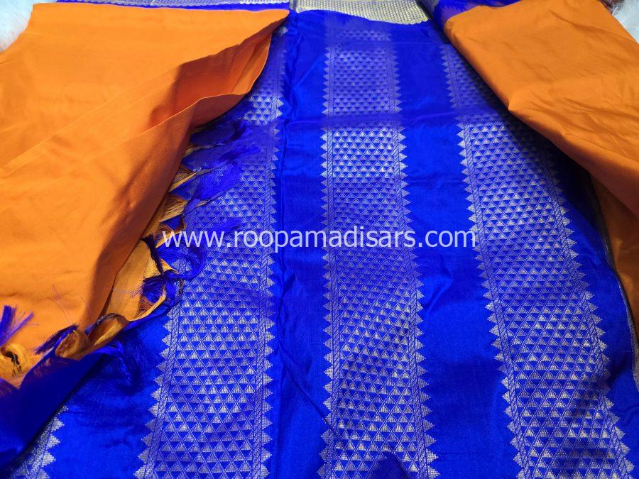 Pure Silk Madisar(with silk mark)-10YARDS PURE SILK PATTU MADISAR KORVAI BORDER WITHOUT BLOUSE PIECE - Image 3