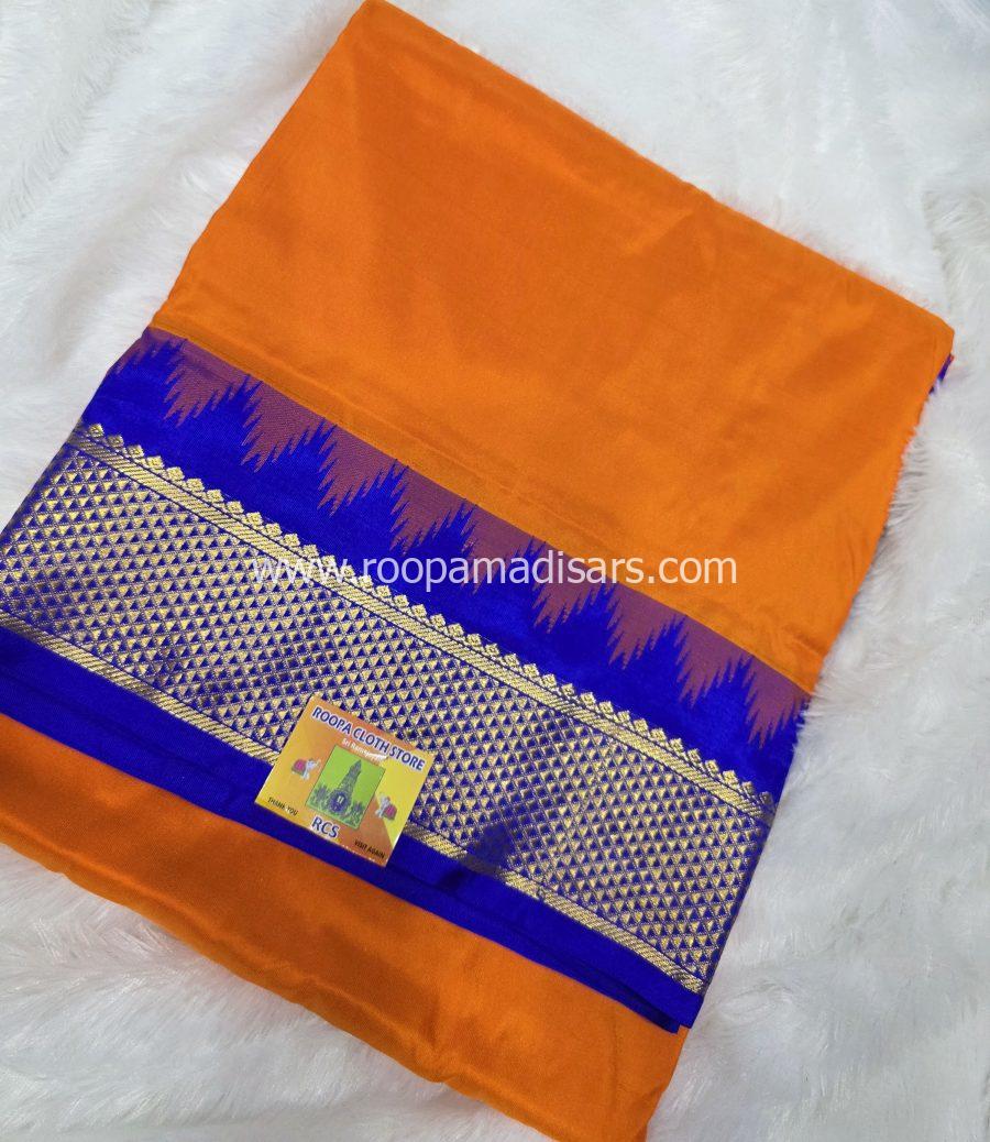 Pure Silk Madisar(with silk mark)-10YARDS PURE SILK PATTU MADISAR KORVAI BORDER WITHOUT BLOUSE PIECE