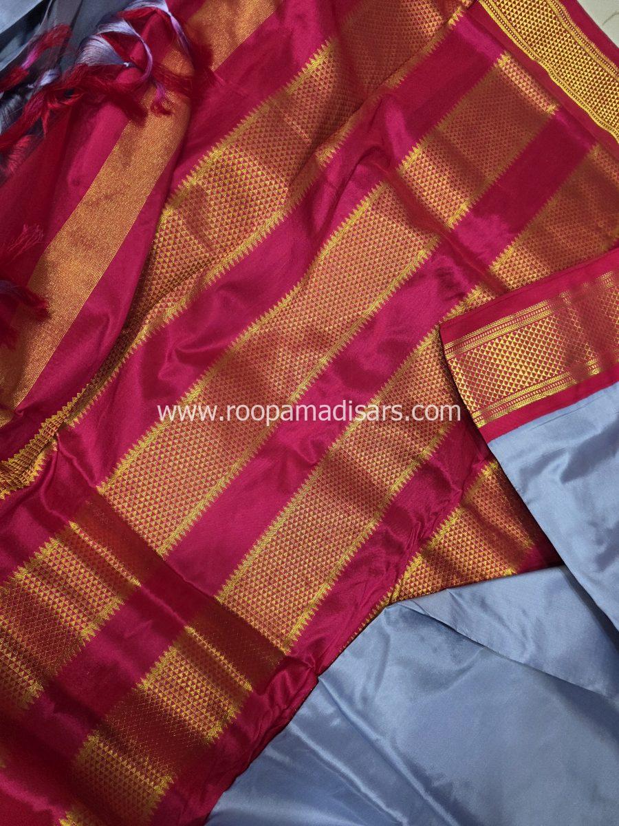 Pure Silk Madisar(with silk mark)-10YARDS PURE SILK PATTU MADISAR KORVAI BORDER WITHOUT BLOUSE PIECE - Image 2