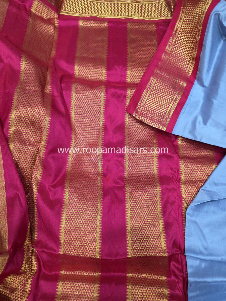 Pure Silk Madisar(with silk mark)-10YARDS PURE SILK PATTU MADISAR KORVAI BORDER WITHOUT BLOUSE PIECE - Image 3