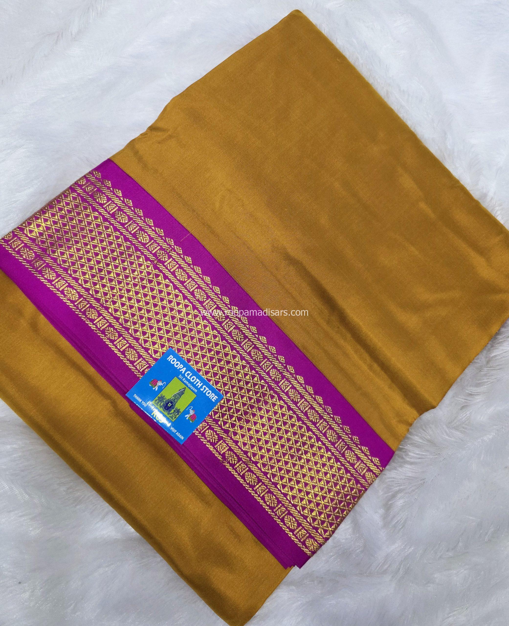 Pure Silk Madisar(with silk mark)-10YARDS PURE SILK PATTU MADISAR KORVAI BORDER WITHOUT BLOUSE PIECE