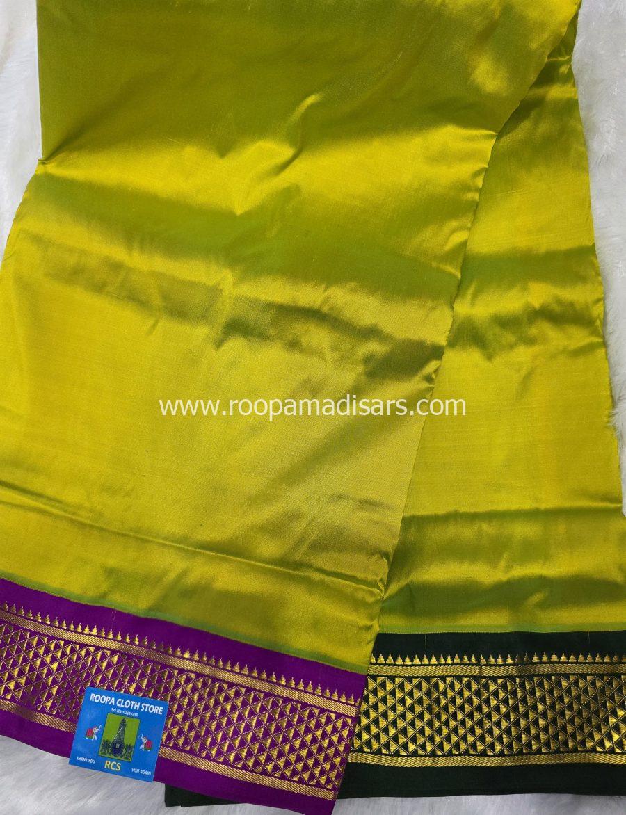 Pure Silk Madisar with 2 pallu & Ganga Jamuna Border(with silk mark)-10YARDS PURE SILK PATTU MADISAR KORVAI BORDER WITHOUT BLOUSE PIECE