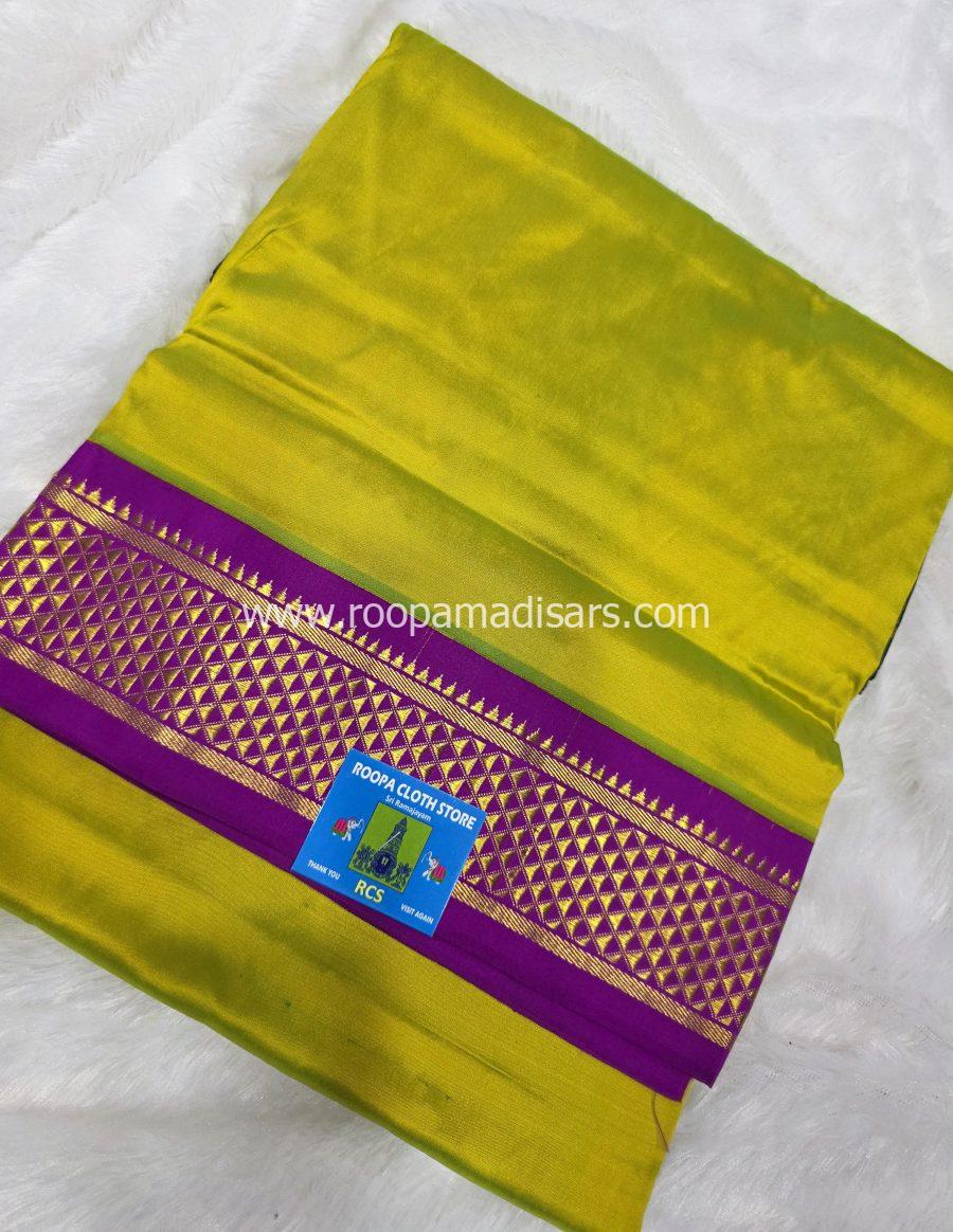 Pure Silk Madisar with 2 pallu & Ganga Jamuna Border(with silk mark)-10YARDS PURE SILK PATTU MADISAR KORVAI BORDER WITHOUT BLOUSE PIECE - Image 2