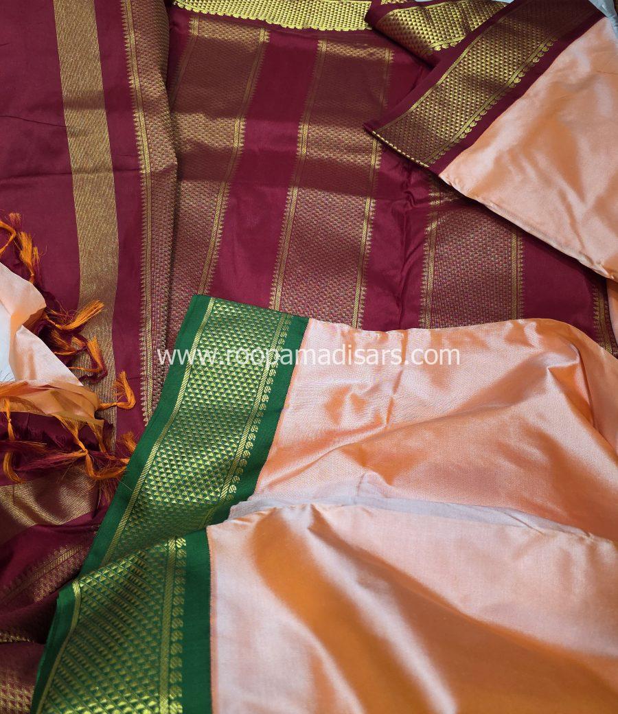 Pure Silk Madisar Ganga Jamuna Border (with silk mark)-10YARDS PURE SILK PATTU MADISAR KORVAI BORDER WITHOUT BLOUSE PIECE - Image 3