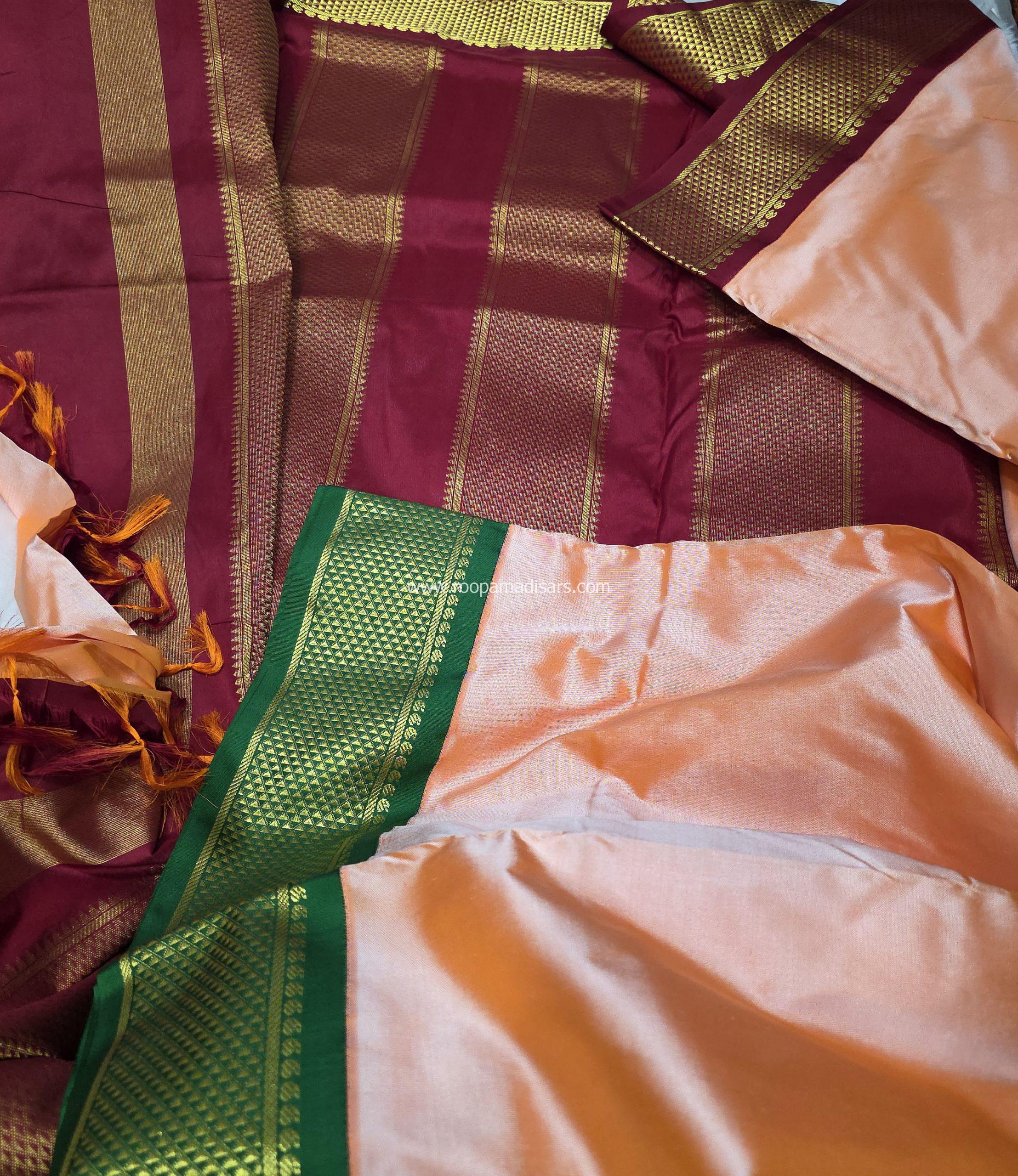 Pure Silk Madisar Ganga Jamuna Border (with silk mark)-10YARDS PURE SILK PATTU MADISAR KORVAI BORDER WITHOUT BLOUSE PIECE - Image 3