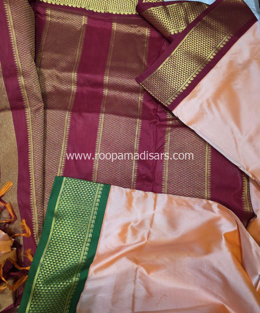 Pure Silk Madisar Ganga Jamuna Border (with silk mark)-10YARDS PURE SILK PATTU MADISAR KORVAI BORDER WITHOUT BLOUSE PIECE - Image 4