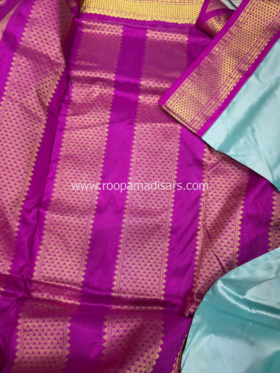 Pure Silk Madisar(with silk mark)-10YARDS PURE SILK PATTU MADISAR KORVAI BORDER WITHOUT BLOUSE PIECE - Image 2