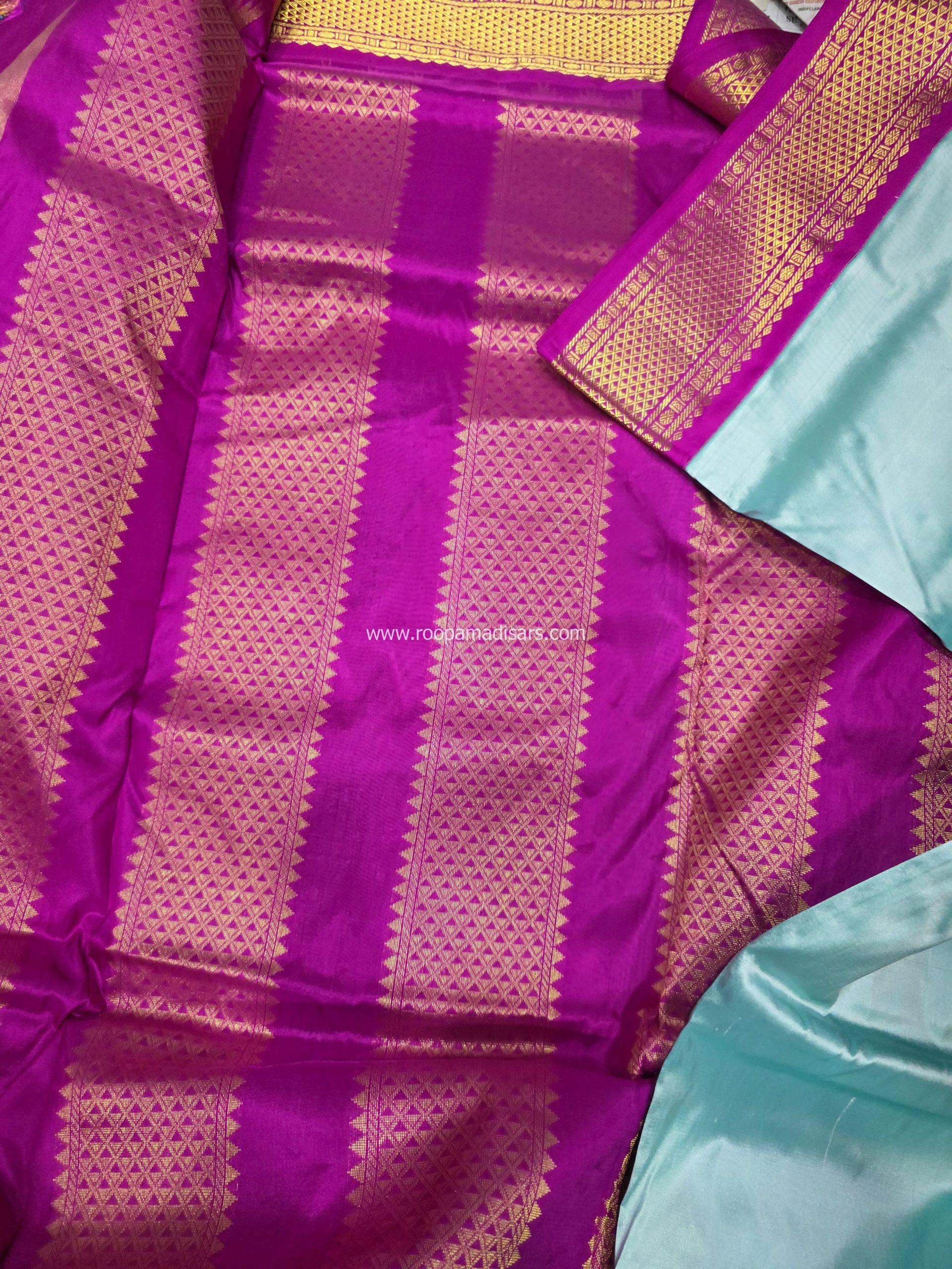 Pure Silk Madisar(with silk mark)-10YARDS PURE SILK PATTU MADISAR KORVAI BORDER WITHOUT BLOUSE PIECE - Image 2