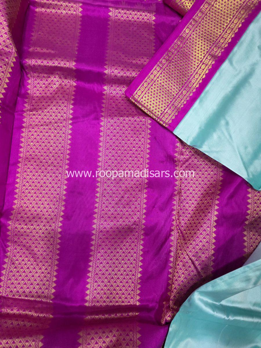 Pure Silk Madisar(with silk mark)-10YARDS PURE SILK PATTU MADISAR KORVAI BORDER WITHOUT BLOUSE PIECE - Image 3