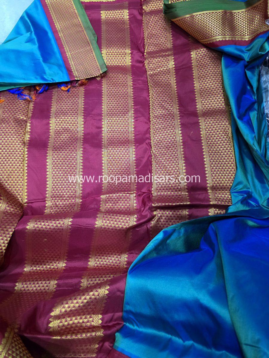 Pure Silk Madisar(with silk mark)-10YARDS PURE SILK PATTU MADISAR KORVAI BORDER WITHOUT BLOUSE PIECE - Image 4