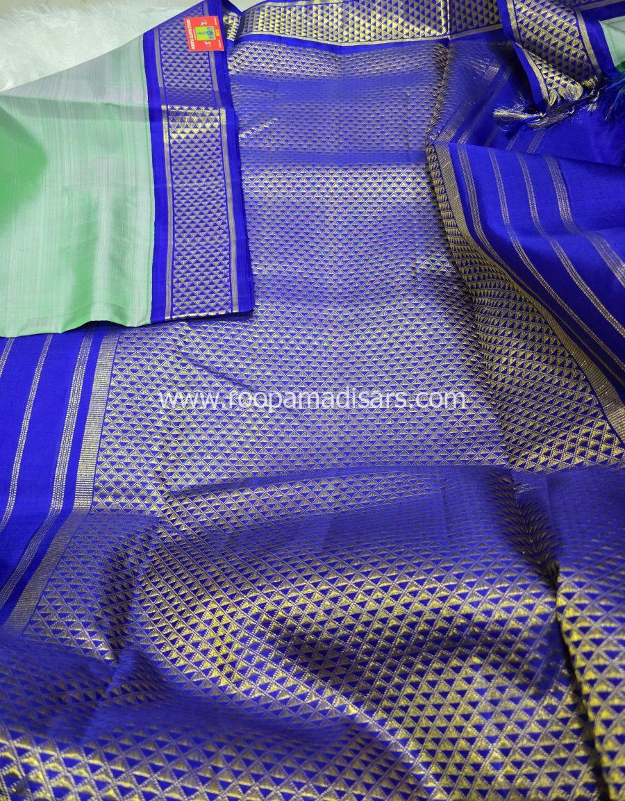 Pure Silk Madisar(with silk mark)-10YARDS PURE SILK PATTU MADISAR KORVAI BORDER WITHOUT BLOUSE PIECE - Image 5