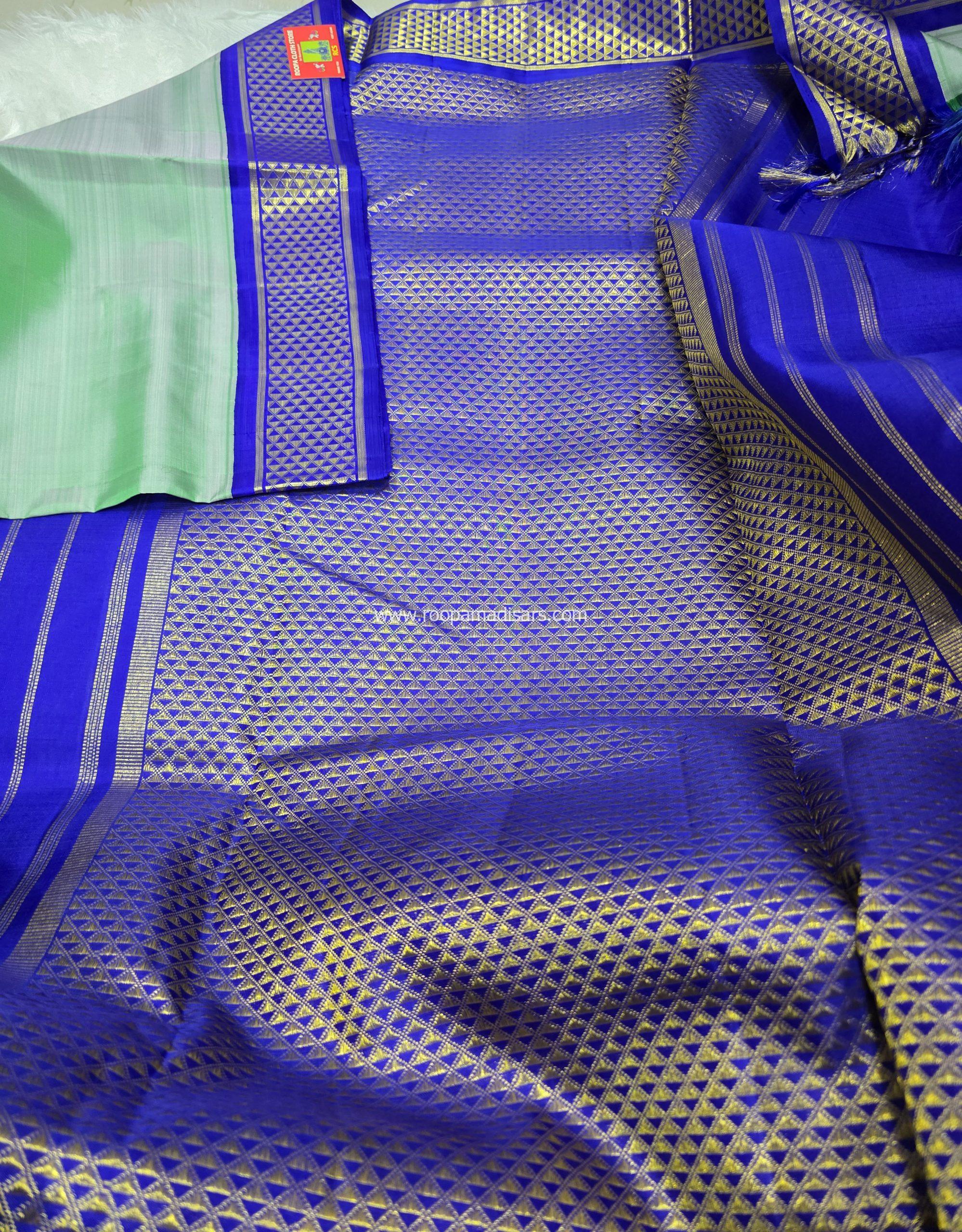 Pure Silk Madisar(with silk mark)-10YARDS PURE SILK PATTU MADISAR KORVAI BORDER WITHOUT BLOUSE PIECE - Image 5