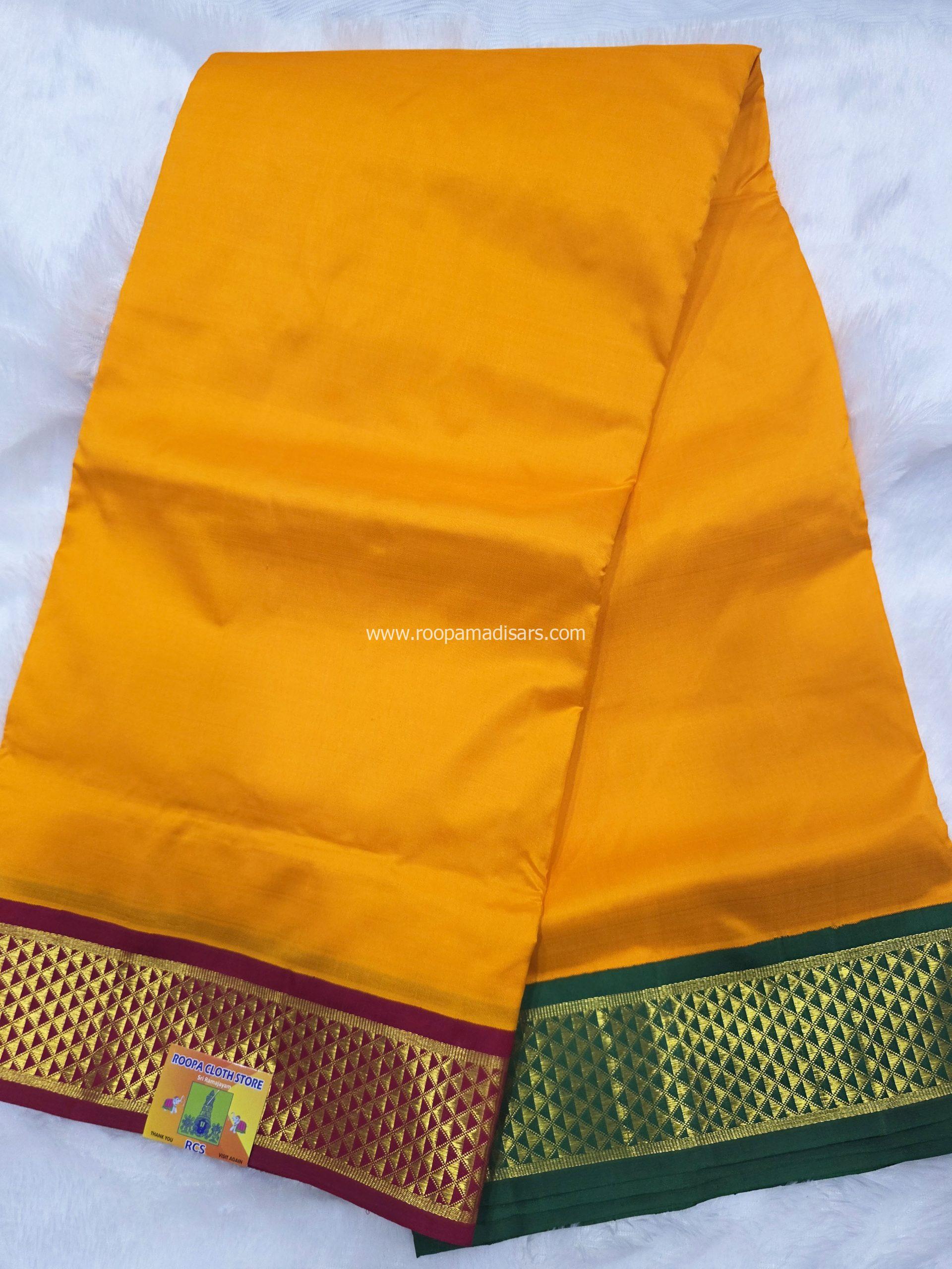 Pure Silk Madisar(with silk mark)-2PALLU 10YARDS PURE SILK PATTU MADISAR KORVAI BORDER WITHOUT BLOUSE PIECE - Image 2