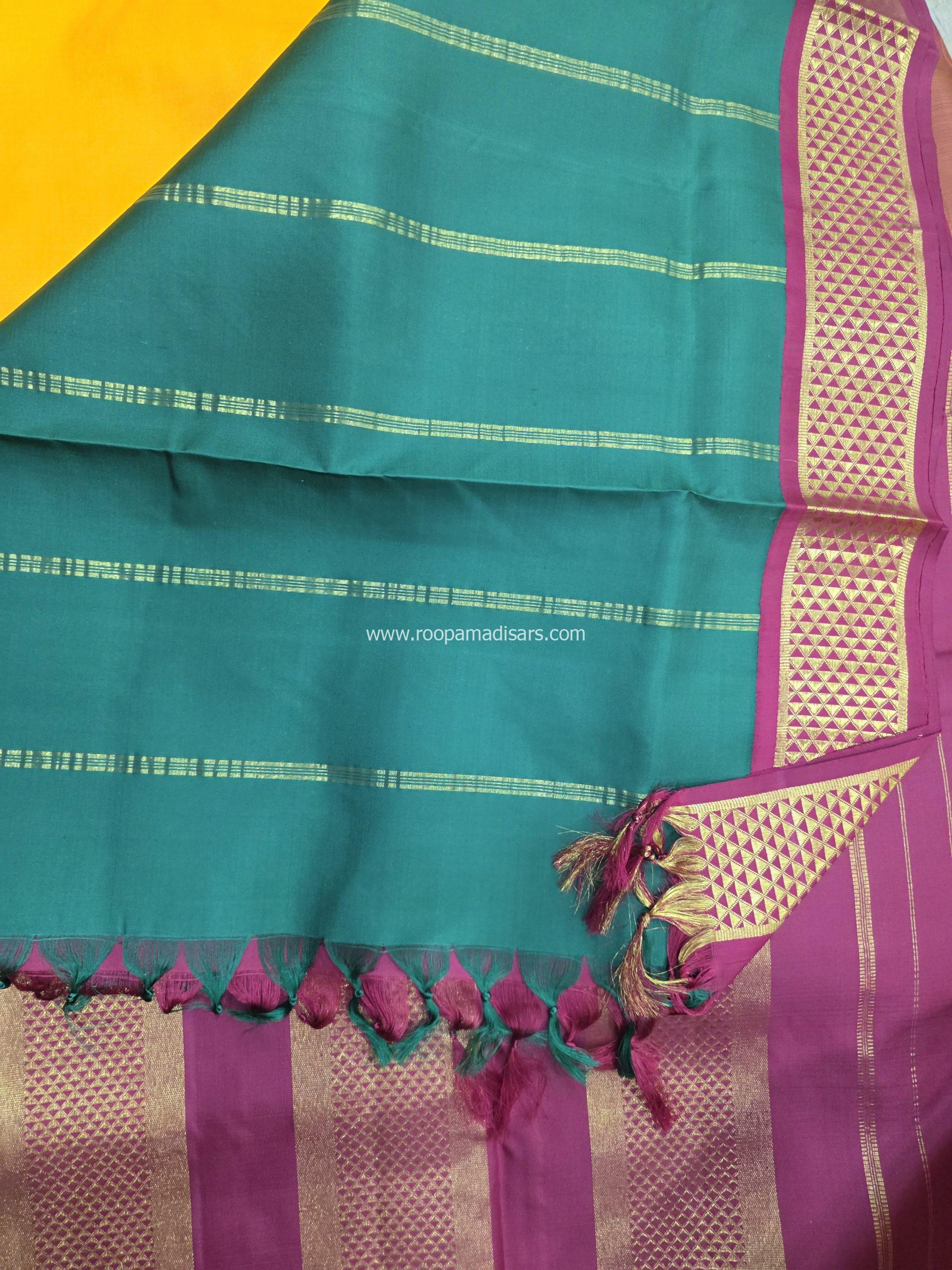 Pure Silk Madisar(with silk mark)-2PALLU 10YARDS PURE SILK PATTU MADISAR KORVAI BORDER WITHOUT BLOUSE PIECE - Image 5